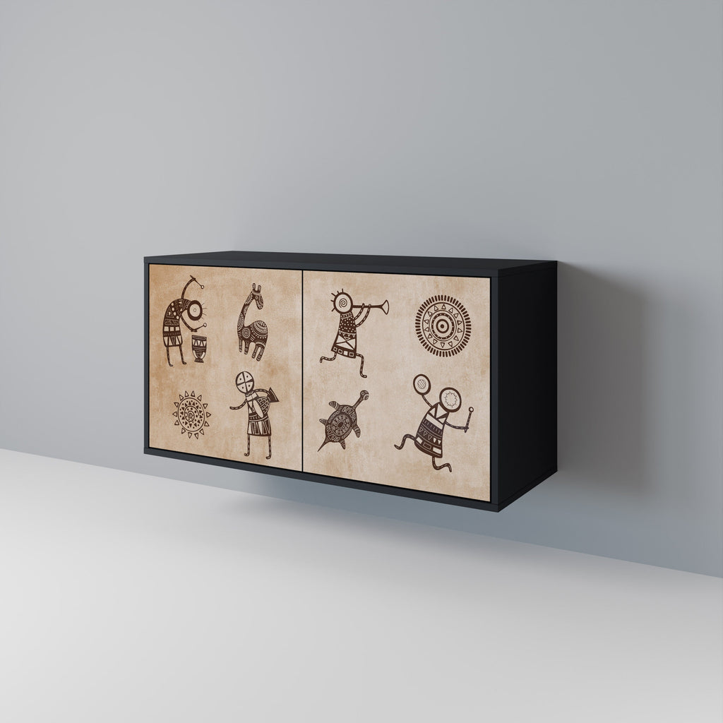 AFRICAN STYLE 2-Door Sideboard in Black Finish