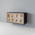 AFRICAN STYLE 2-Door Sideboard in Black Finish