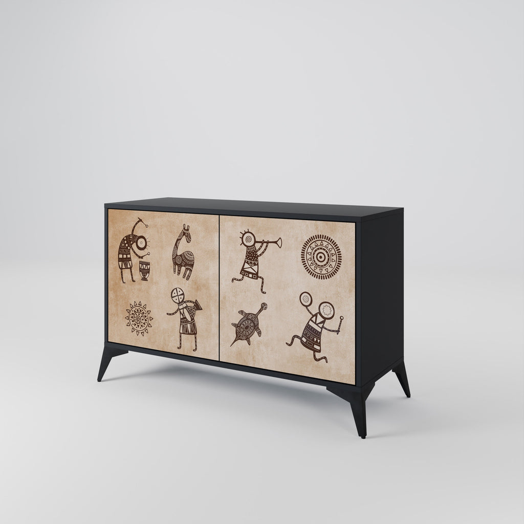 AFRICAN STYLE 2-Door Sideboard in Black Finish