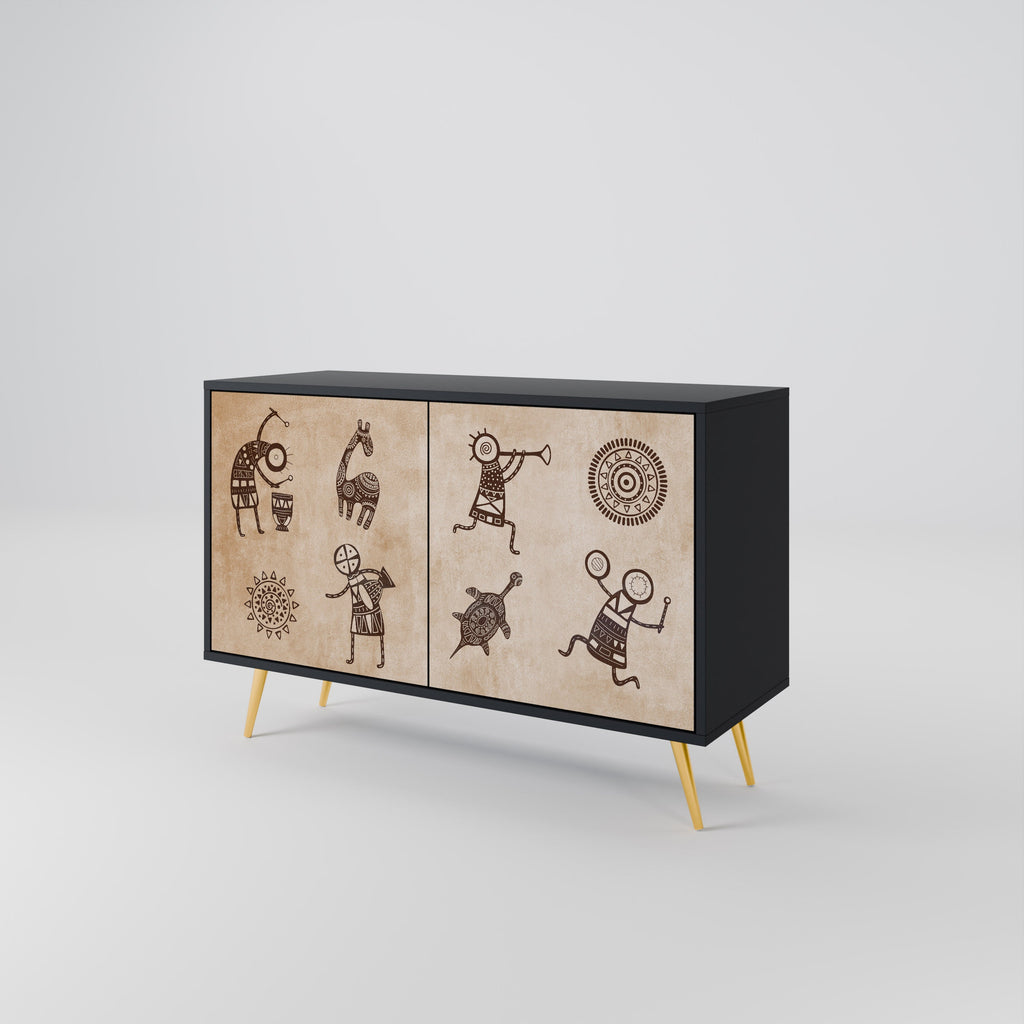 AFRICAN STYLE 2-Door Sideboard in Black Finish