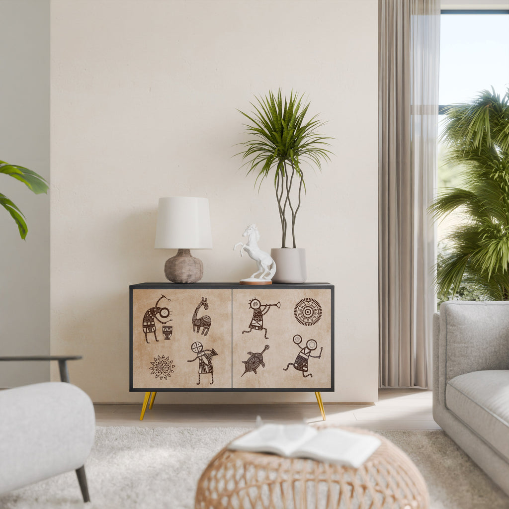AFRICAN STYLE 2-Door Sideboard in Black Finish
