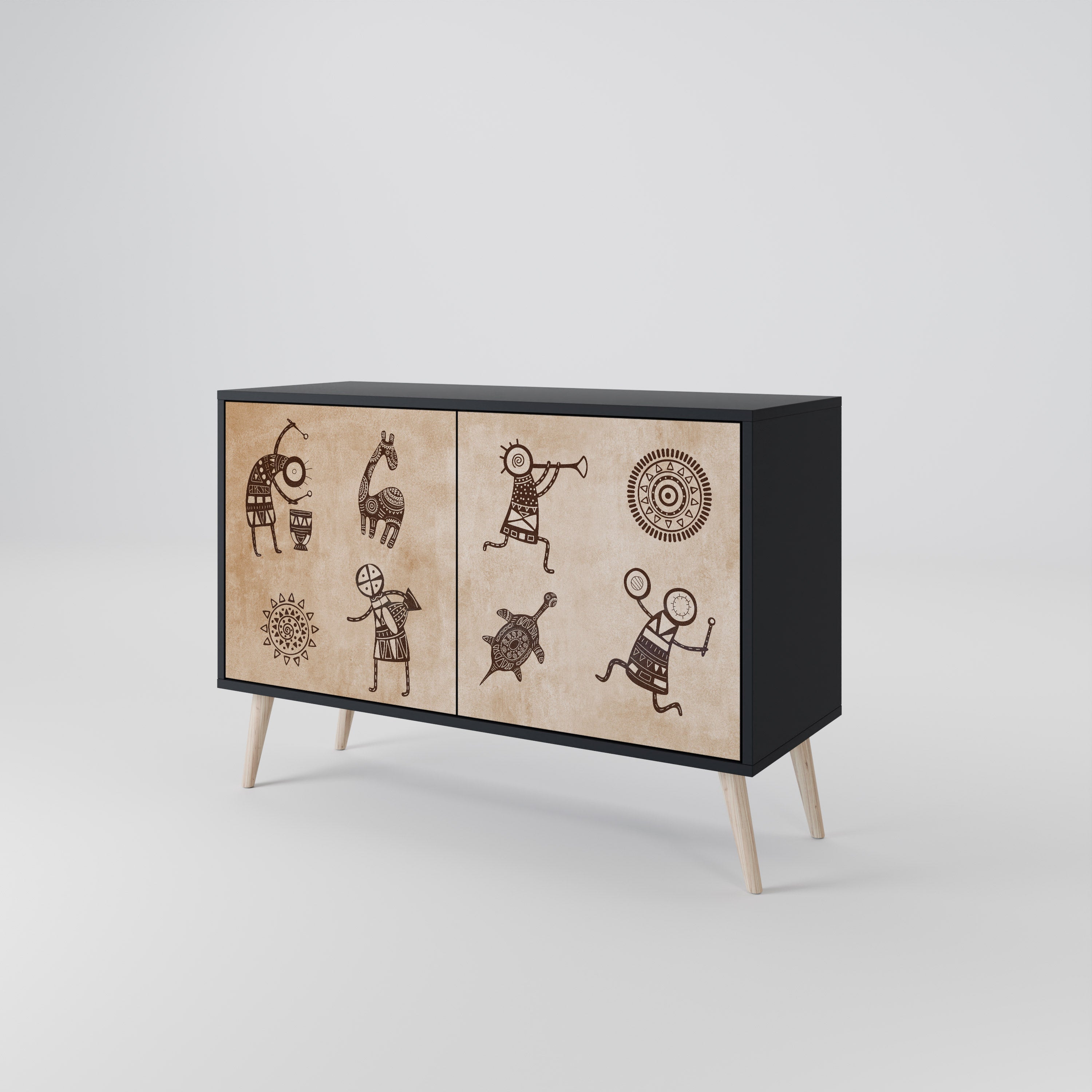 AFRICAN STYLE 2-Door Sideboard in Black Finish