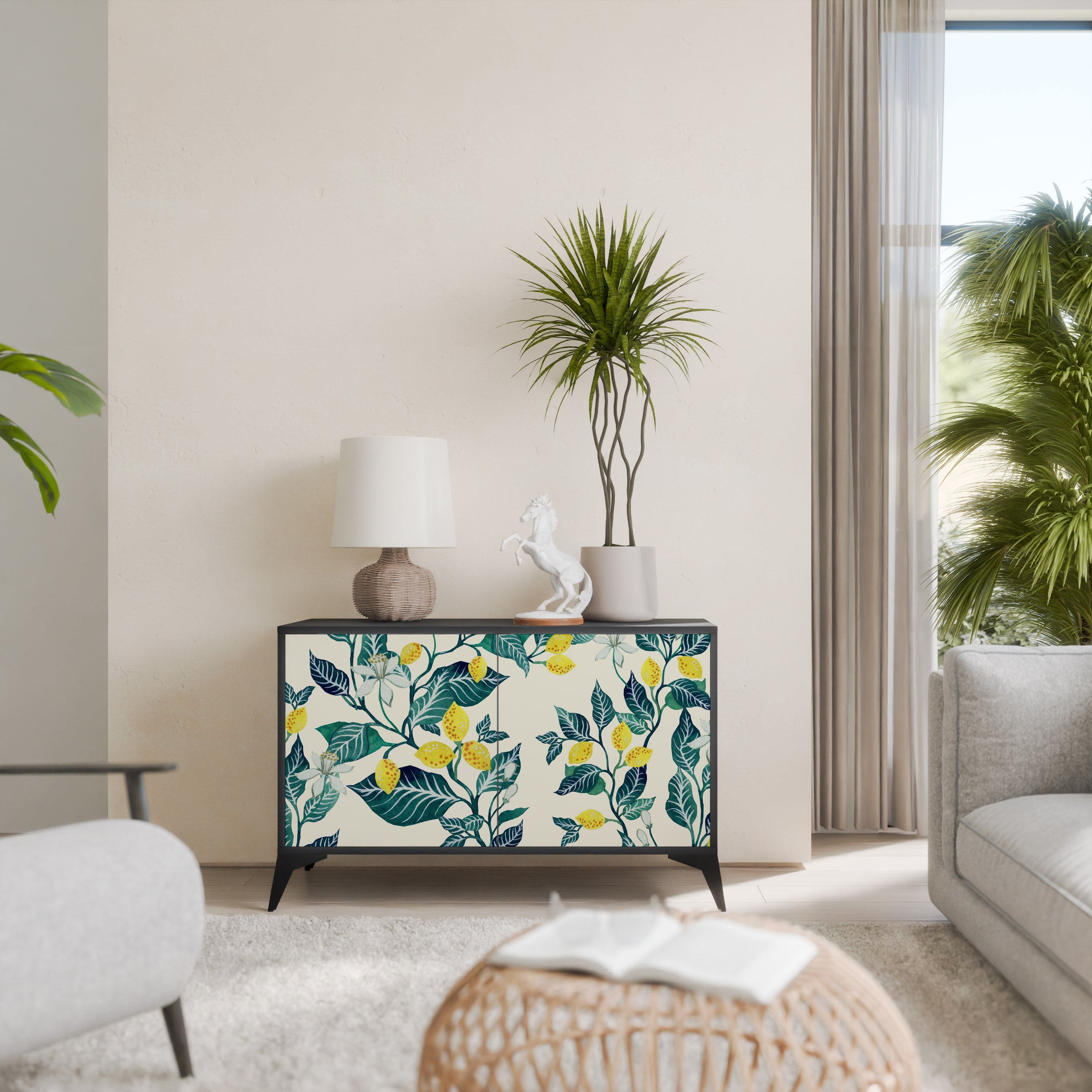 LEMON TREE Aparador de 2 Portas em Acabamento Preto