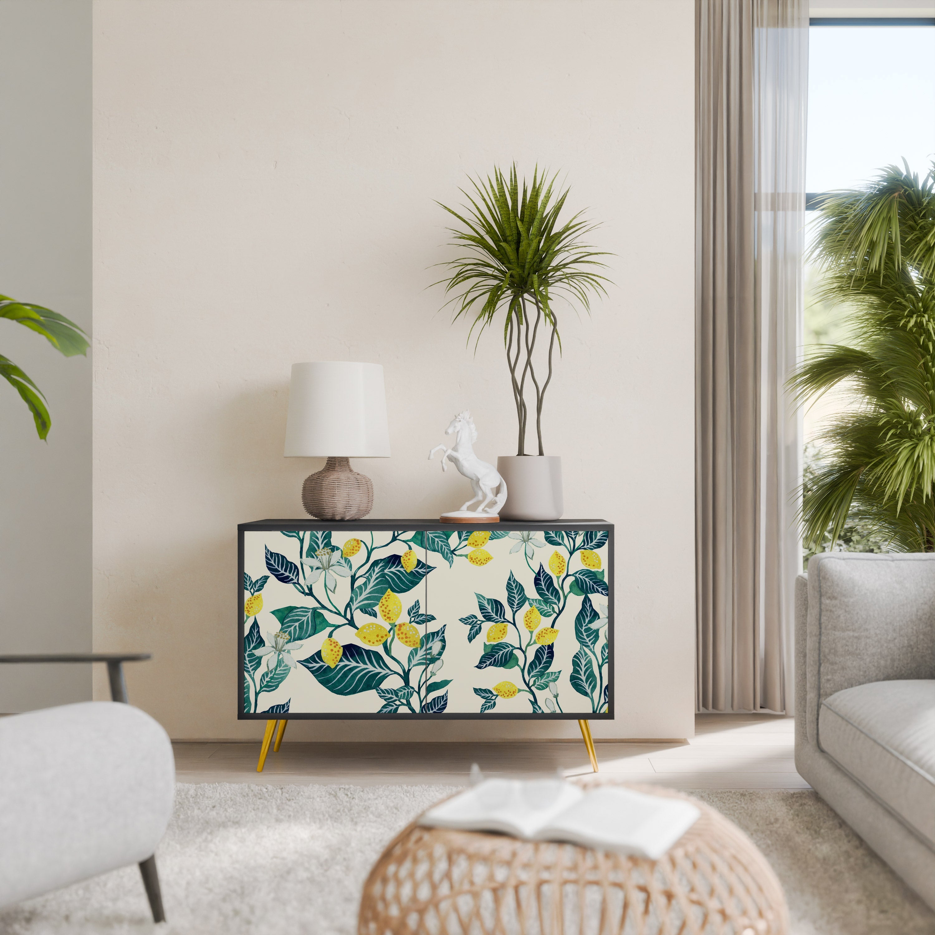 LEMON TREE Aparador de 2 Portas em Acabamento Preto