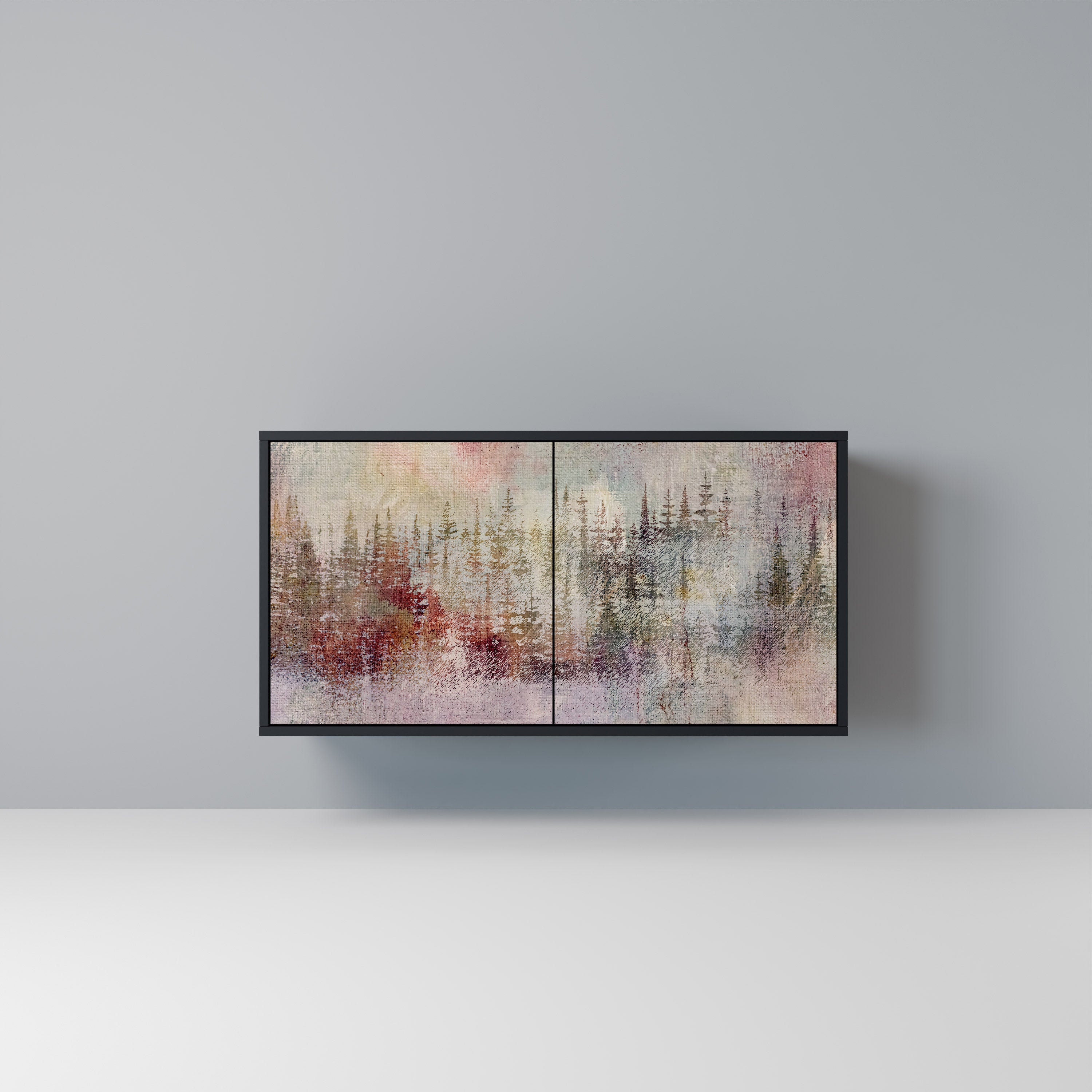 VEILED SUMMIT Aparador de 2 Portas em Acabamento Preto