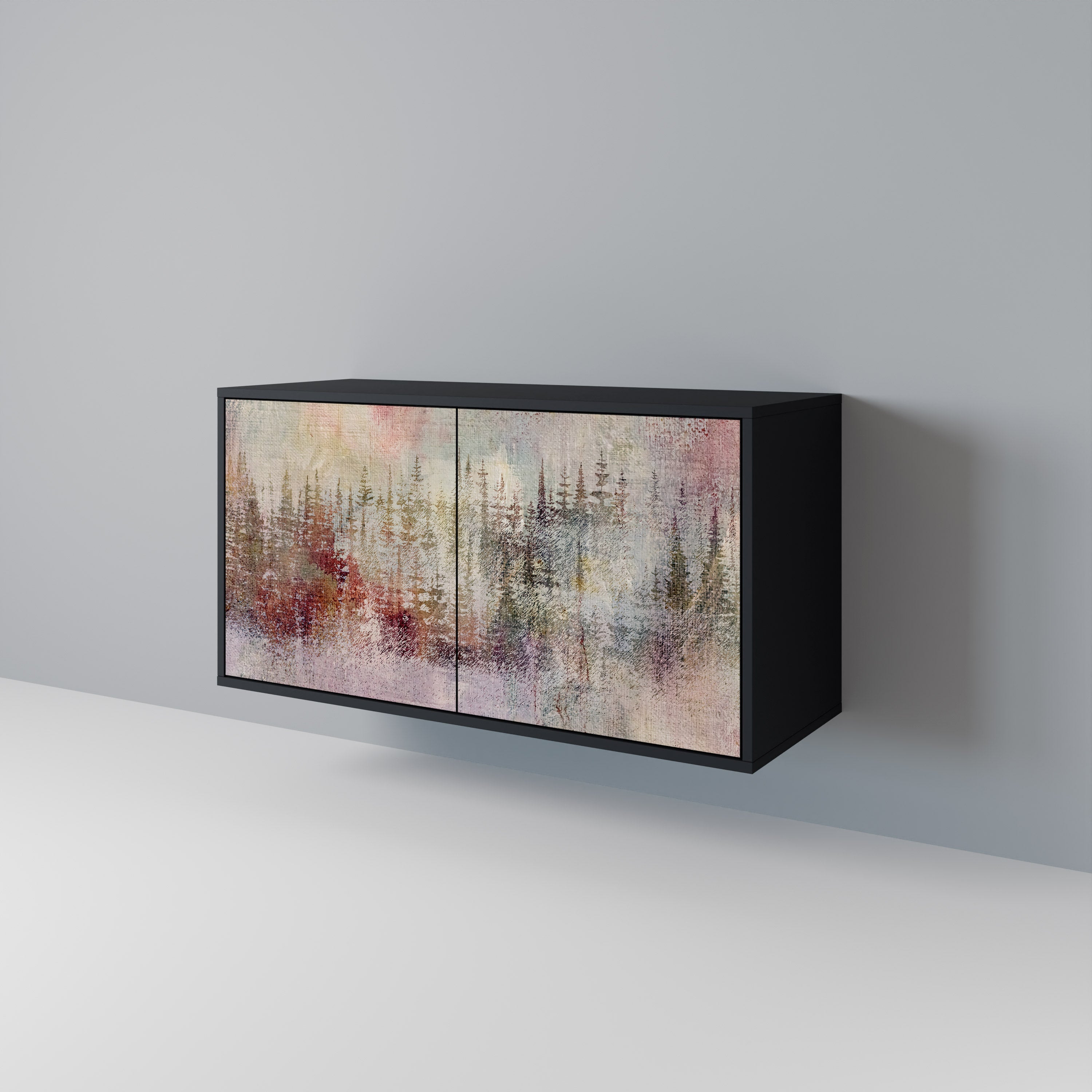 VEILED SUMMIT Aparador de 2 Portas em Acabamento Preto