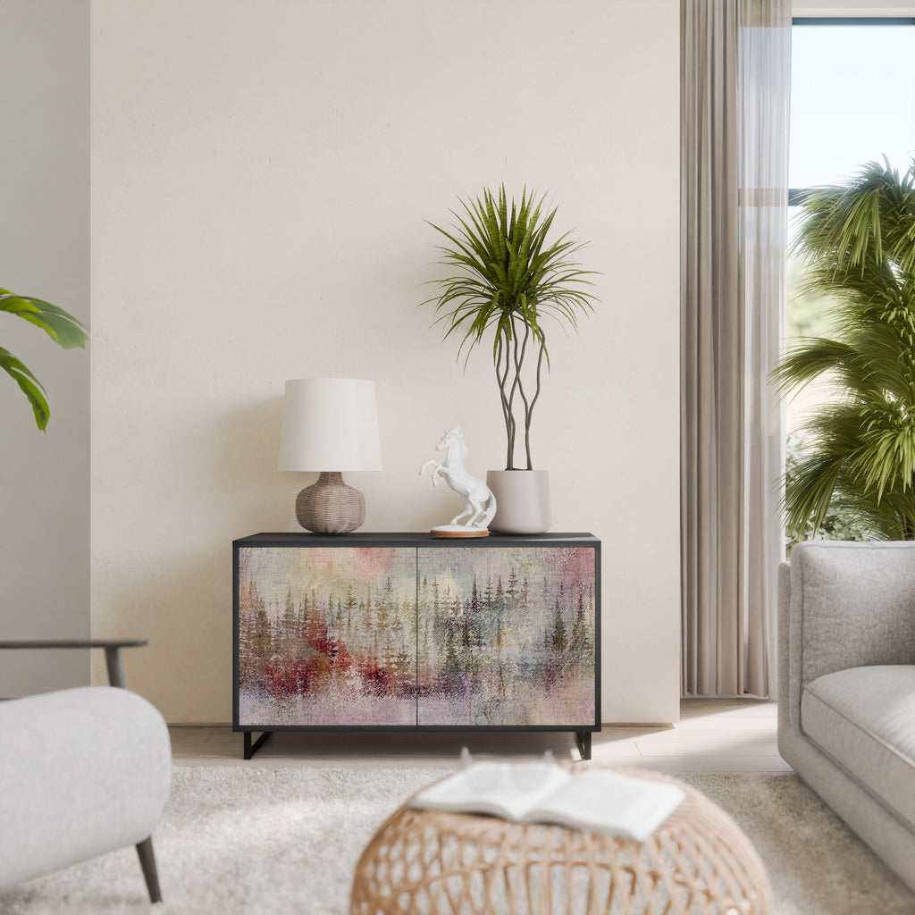 VEILED SUMMIT Aparador de 2 Portas em Acabamento Preto