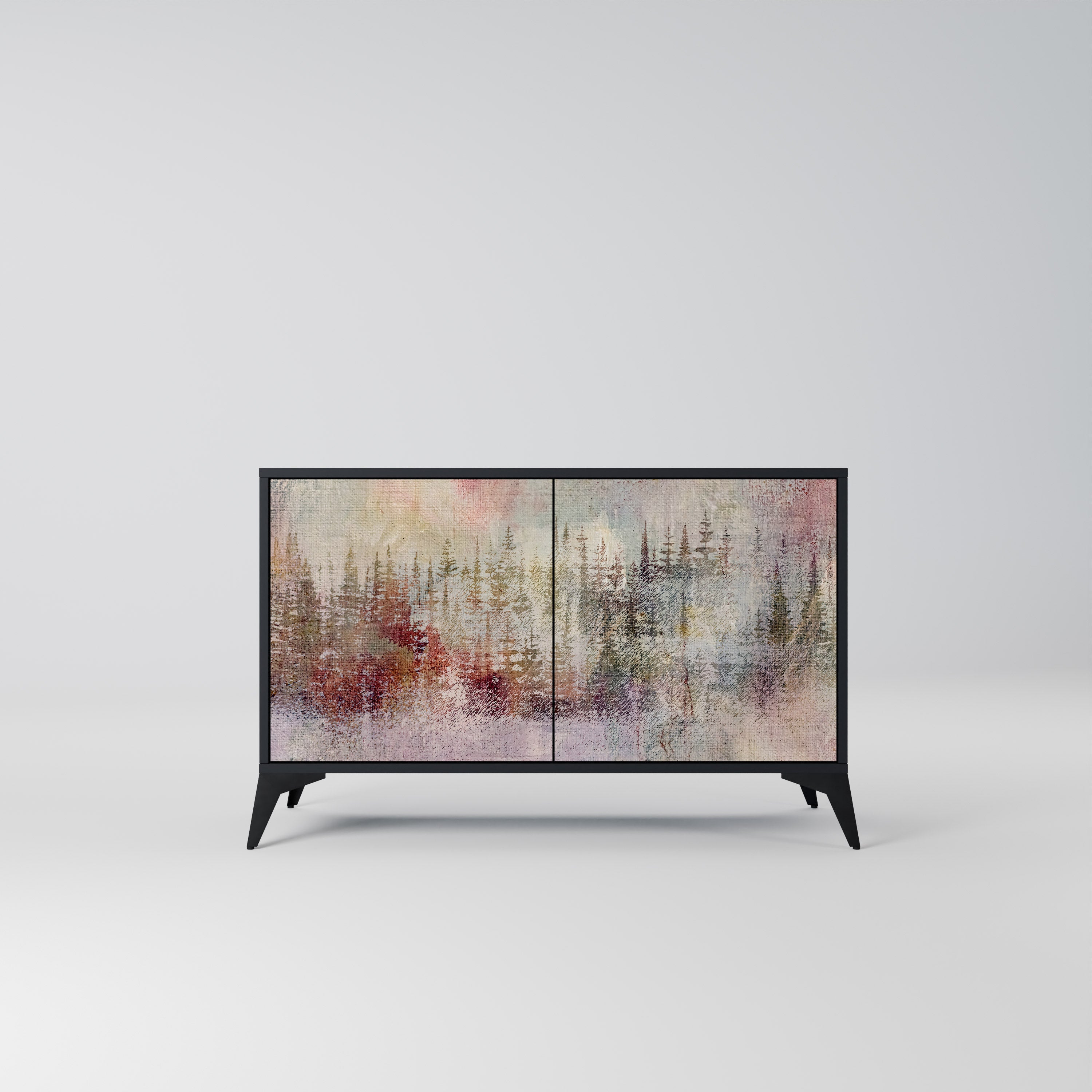 VEILED SUMMIT Aparador de 2 Portas em Acabamento Preto