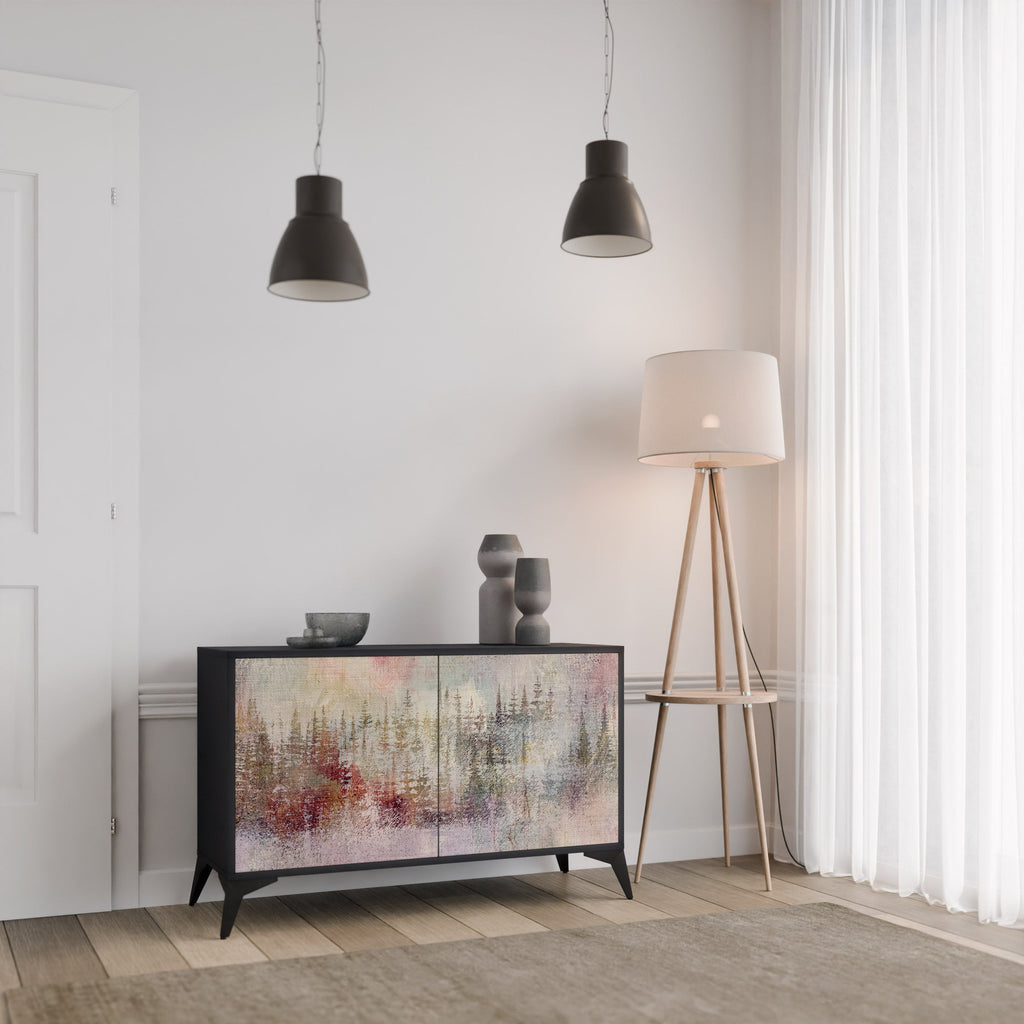 VEILED SUMMIT Aparador de 2 Portas em Acabamento Preto