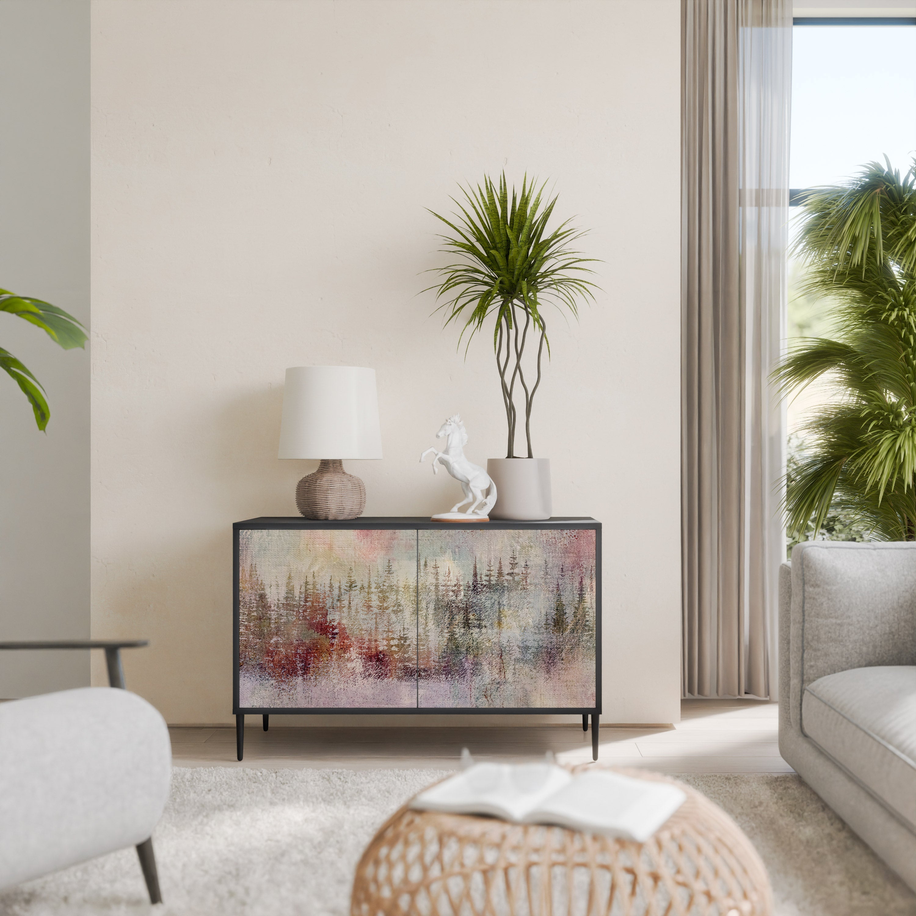 VEILED SUMMIT Aparador de 2 Portas em Acabamento Preto