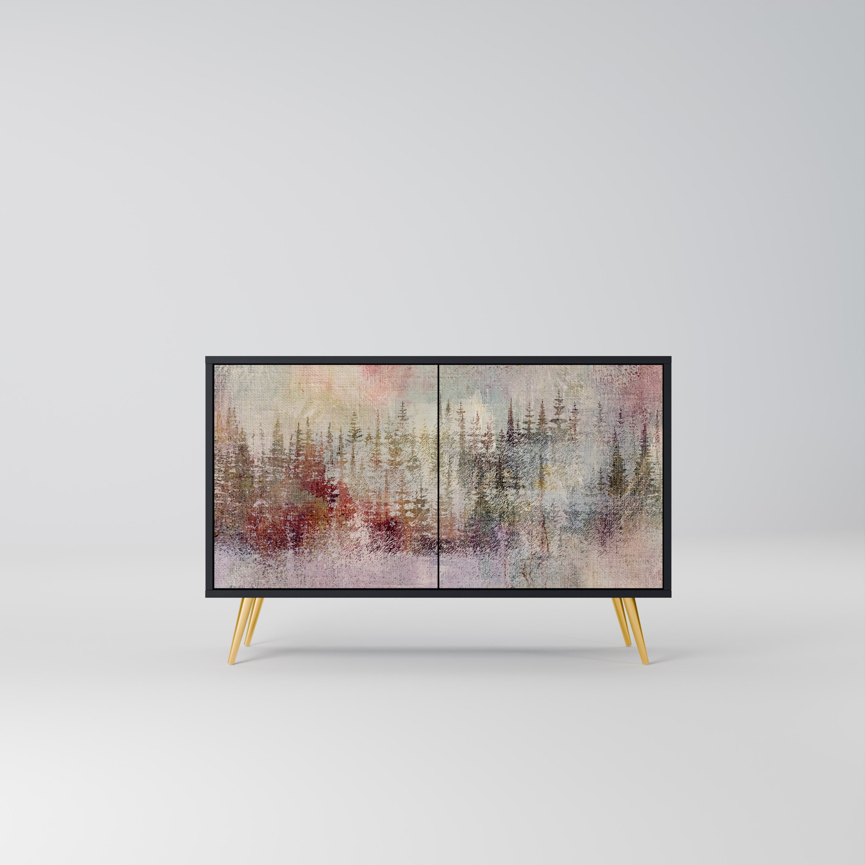 VEILED SUMMIT Aparador de 2 Portas em Acabamento Preto