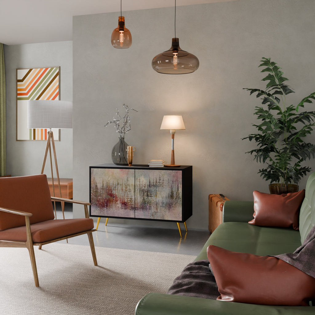 VEILED SUMMIT Aparador de 2 Portas em Acabamento Preto