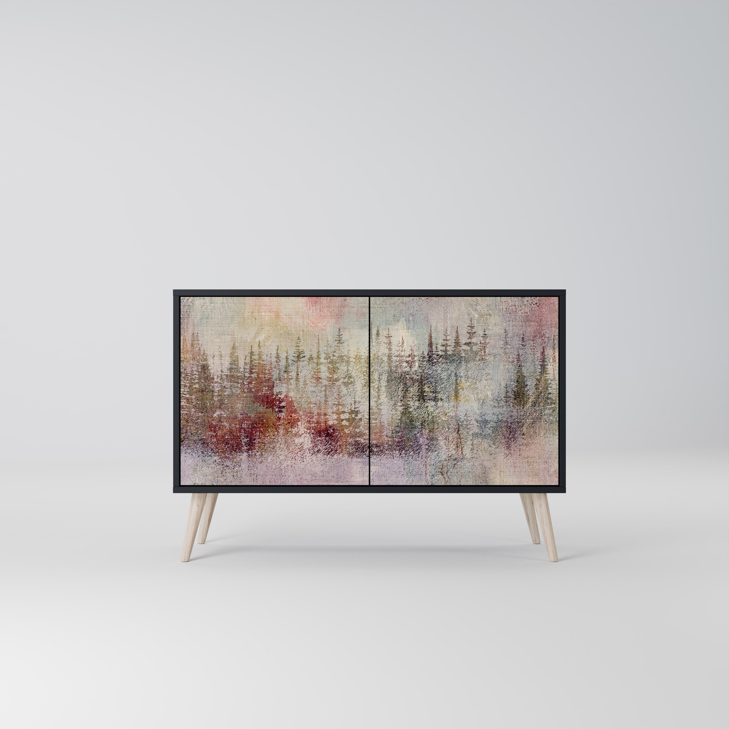 VEILED SUMMIT Aparador de 2 Portas em Acabamento Preto