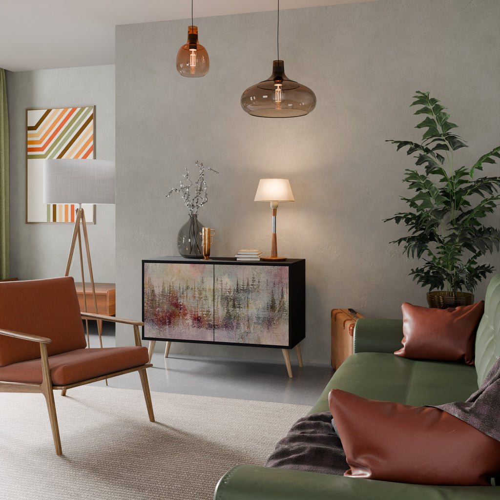 VEILED SUMMIT Aparador de 2 Portas em Acabamento Preto