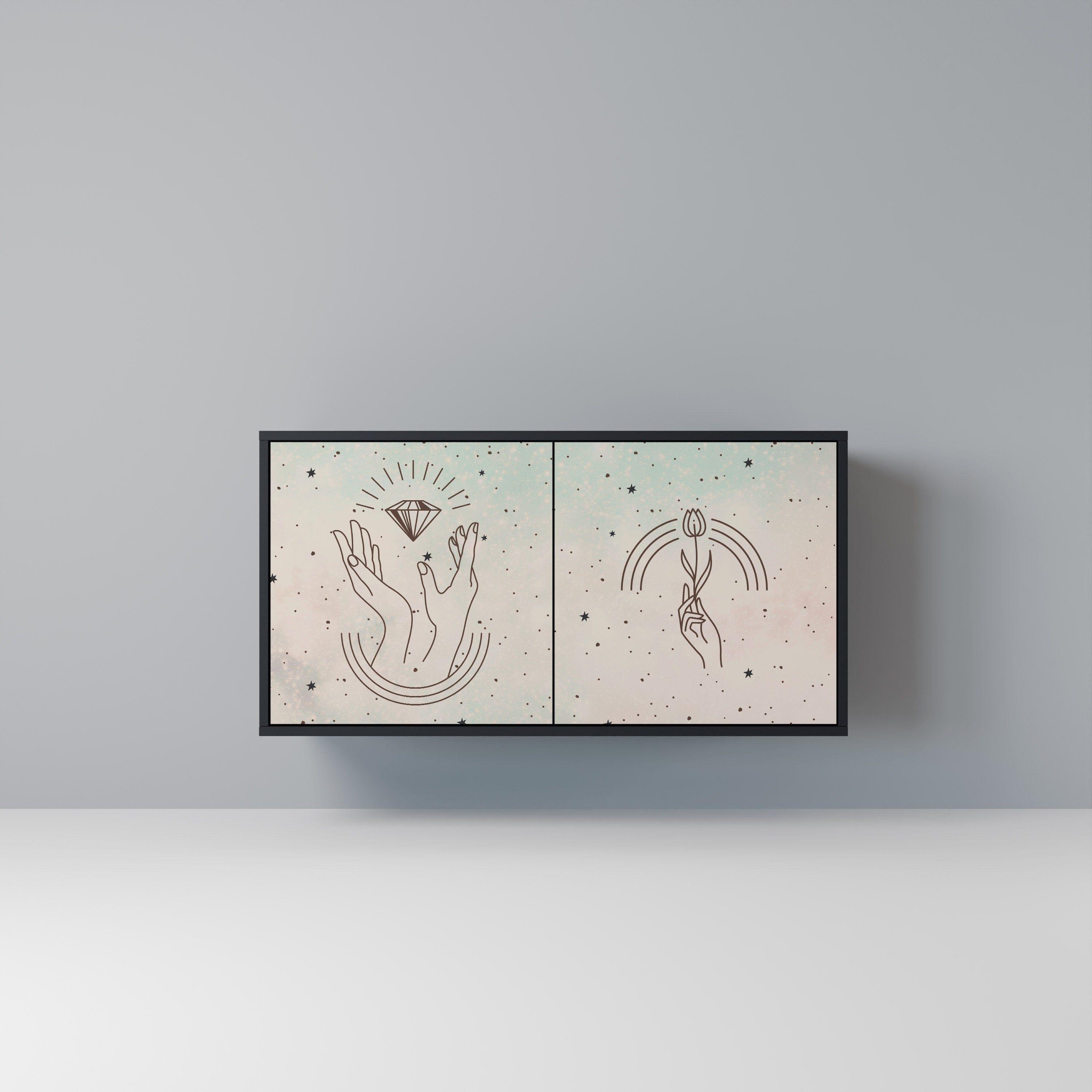 DELICATE BEAUTY Aparador de 2 Portas em Acabamento Preto