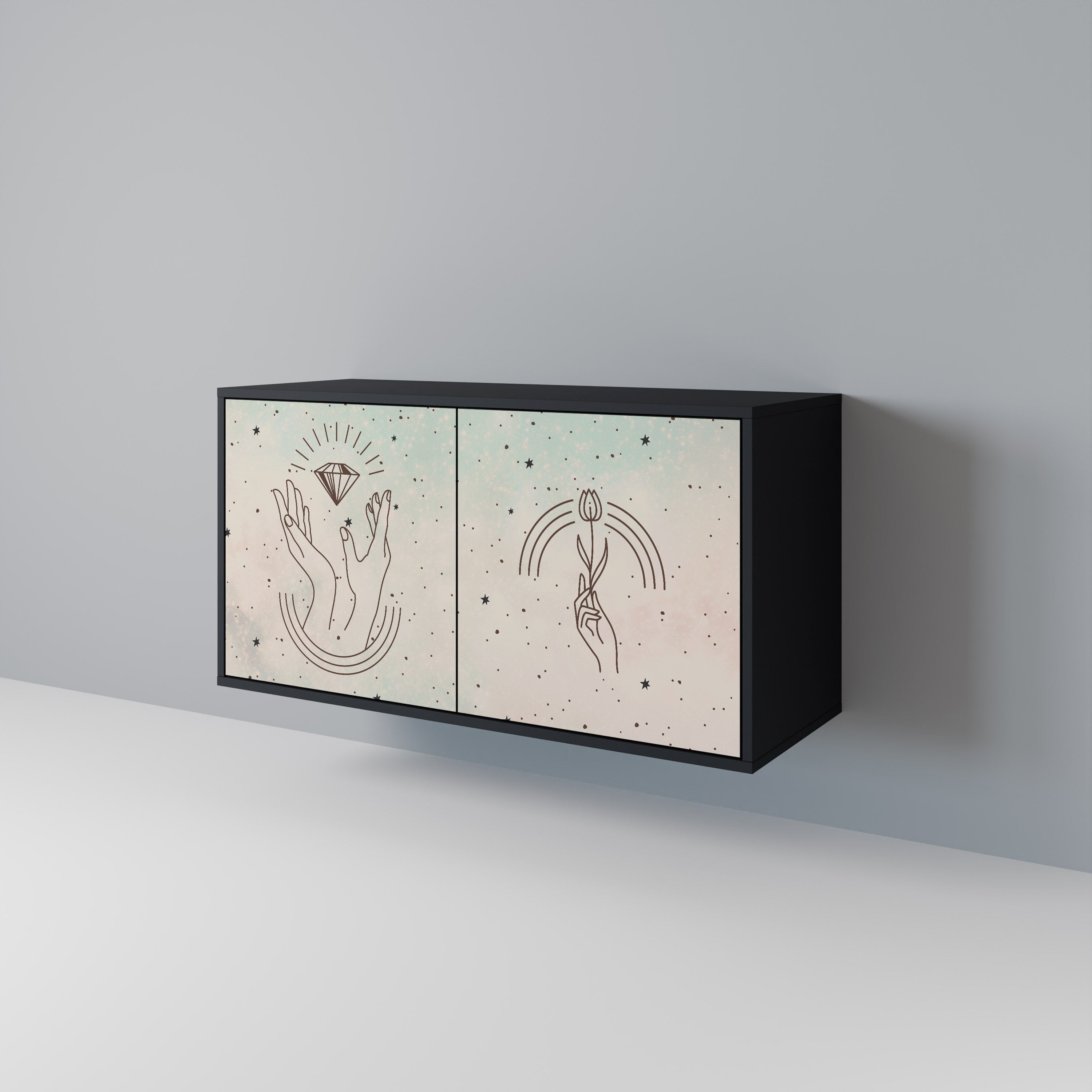 DELICATE BEAUTY Aparador de 2 Portas em Acabamento Preto