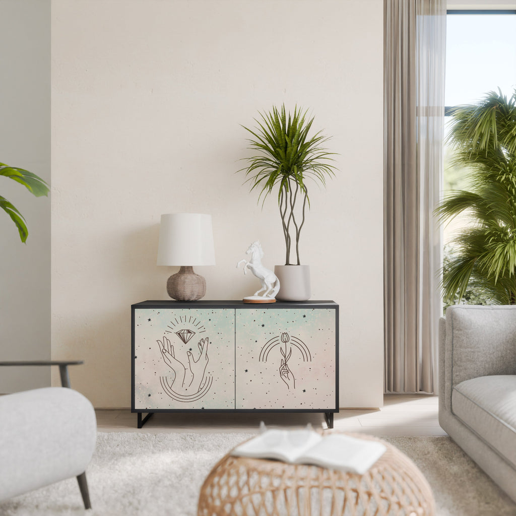 DELICATE BEAUTY Aparador de 2 Portas em Acabamento Preto