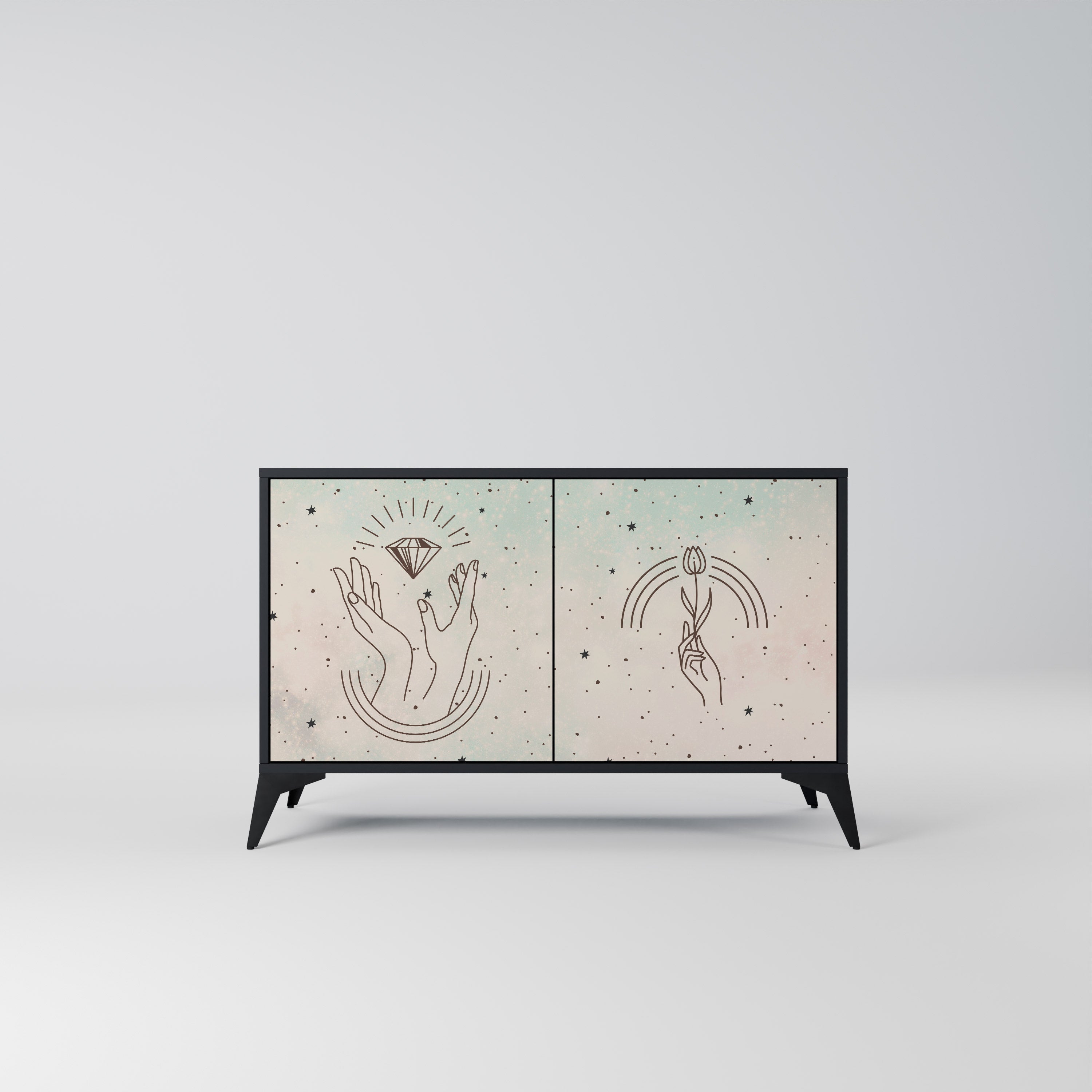 DELICATE BEAUTY Aparador de 2 Portas em Acabamento Preto