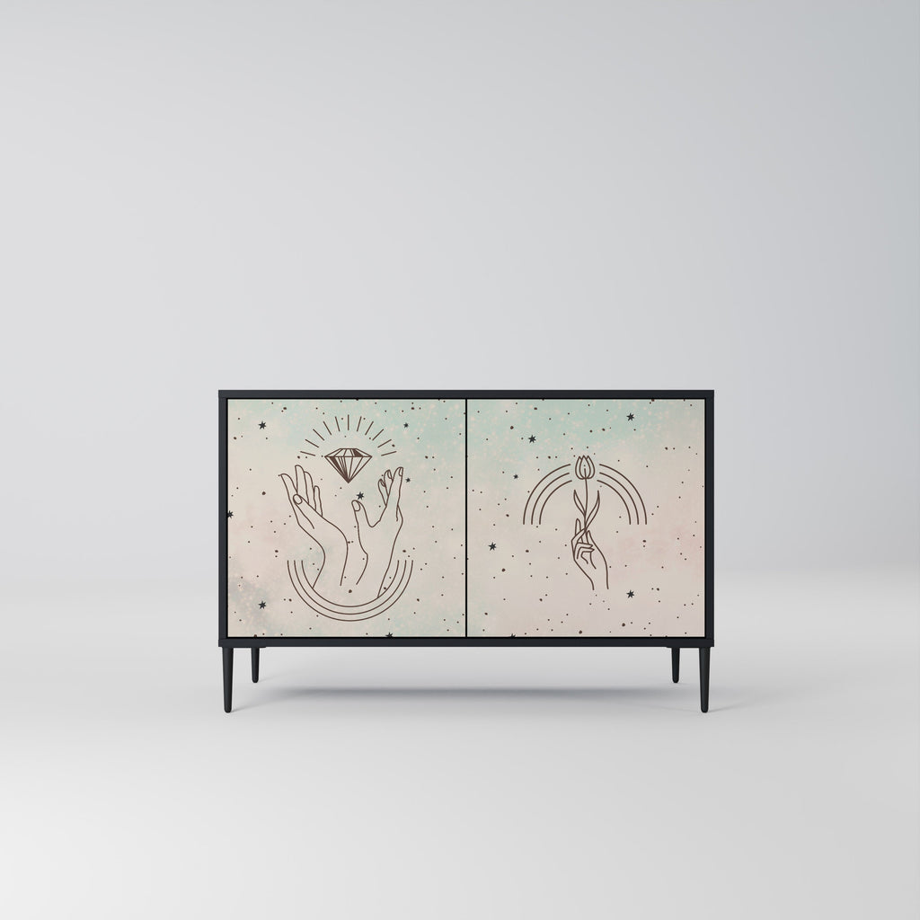 DELICATE BEAUTY Aparador de 2 Portas em Acabamento Preto