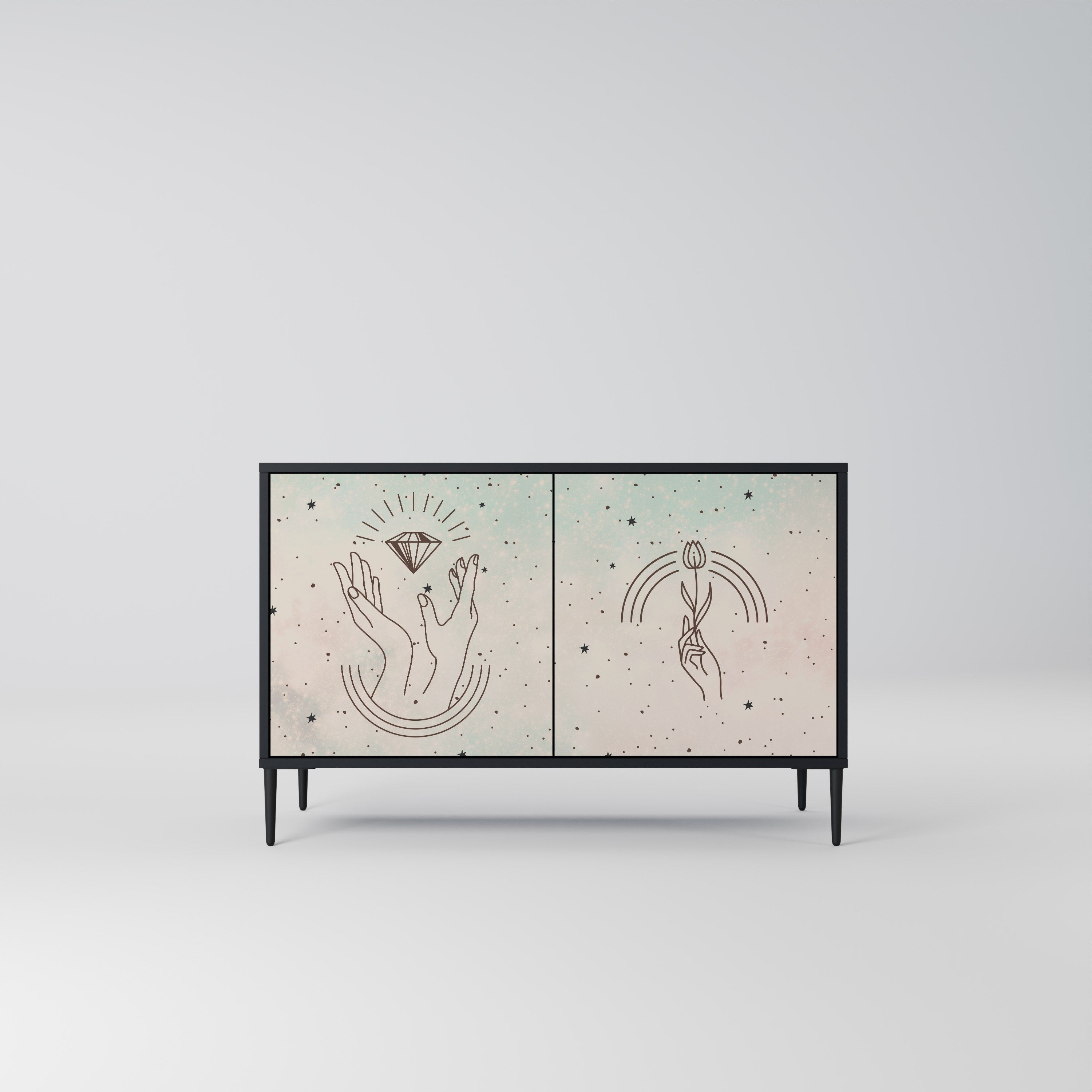 DELICATE BEAUTY Aparador de 2 Portas em Acabamento Preto