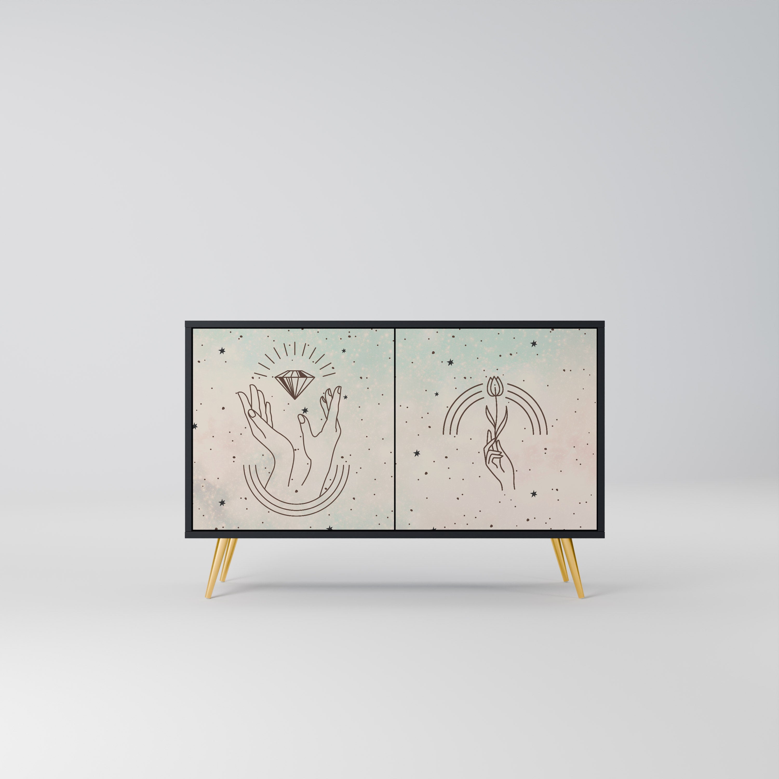 DELICATE BEAUTY Aparador de 2 Portas em Acabamento Preto