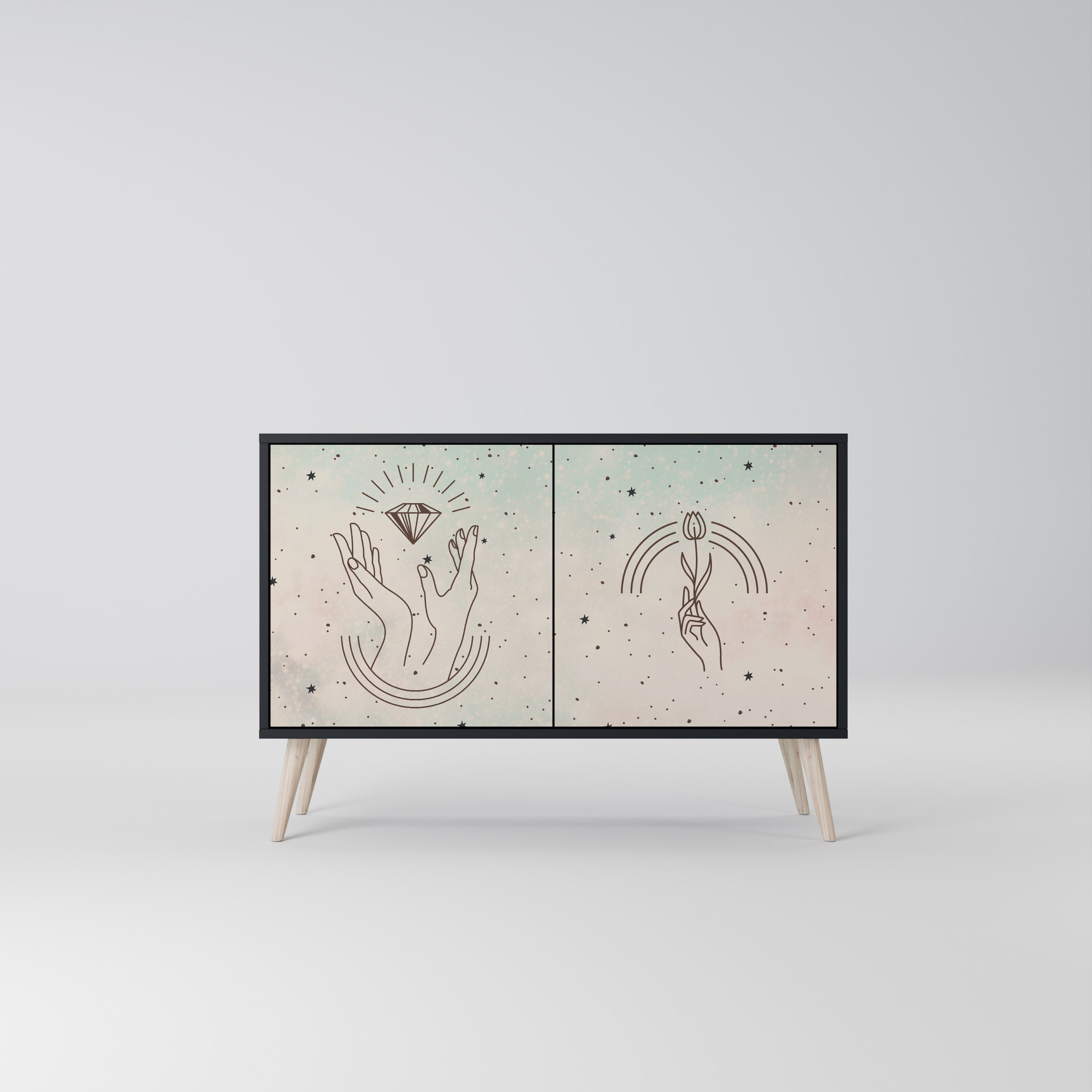 DELICATE BEAUTY Aparador de 2 Portas em Acabamento Preto