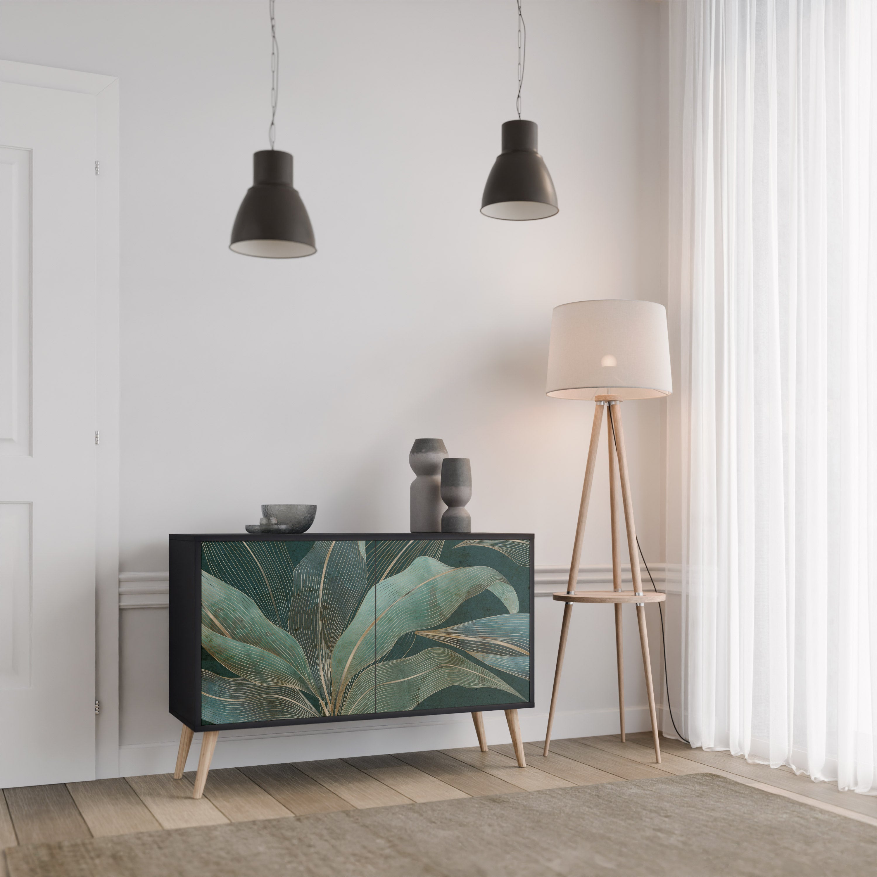 ROYAL GREEN Aparador de 2 Portas em Acabamento Preto