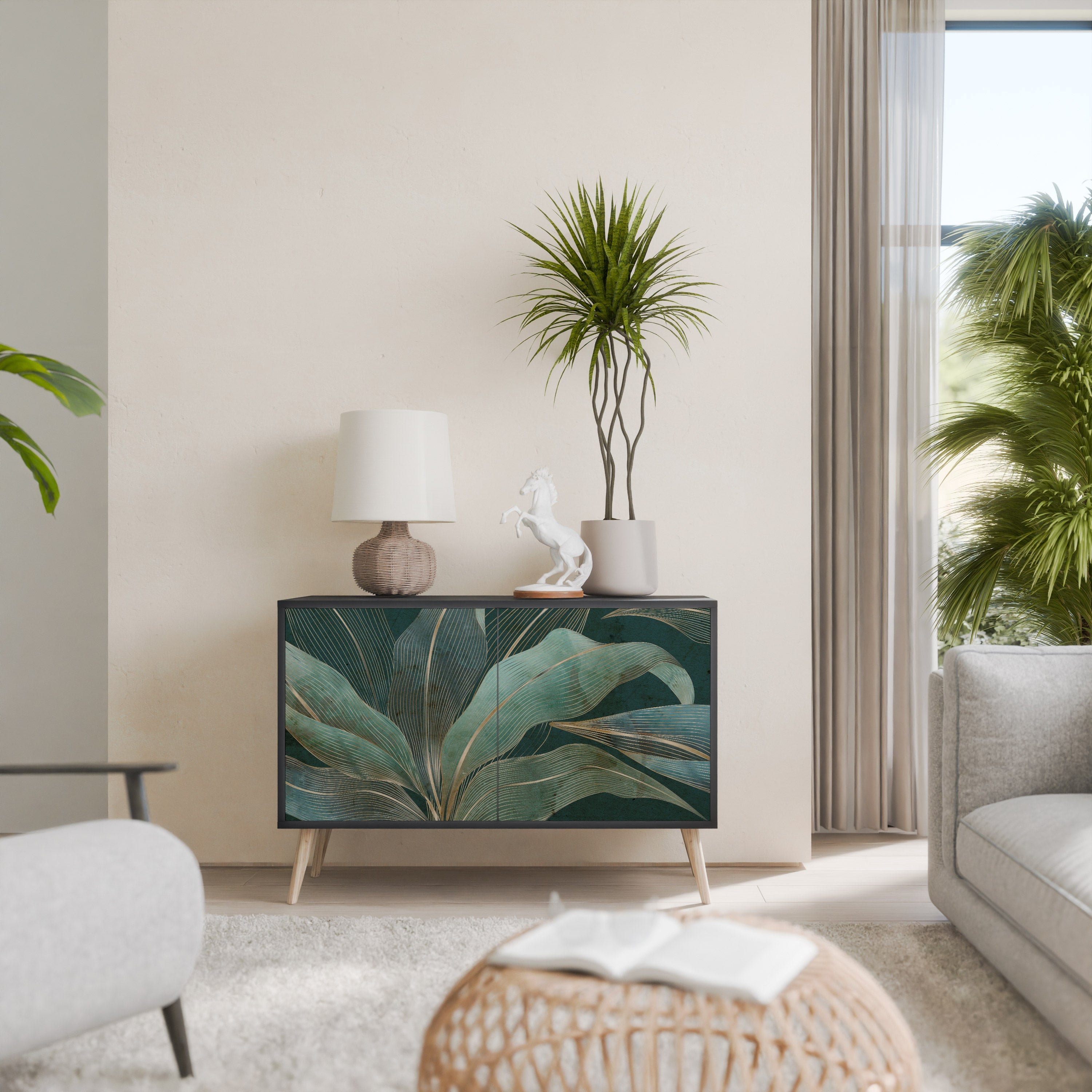 ROYAL GREEN Aparador de 2 Portas em Acabamento Preto