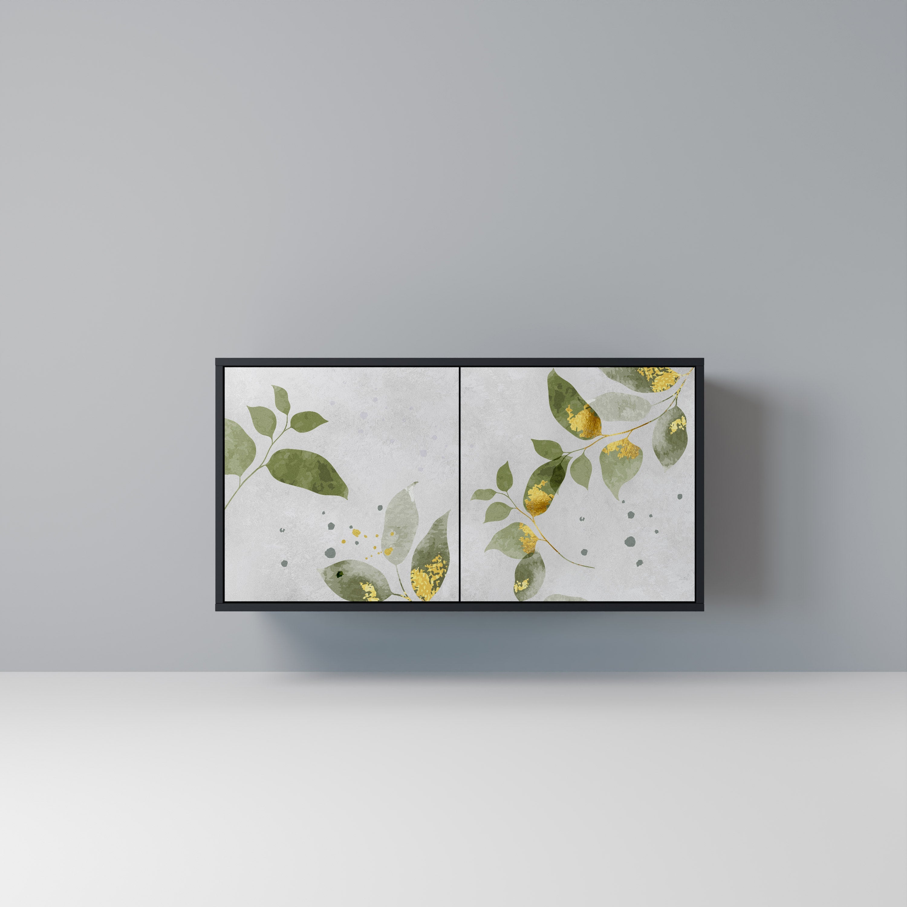 ELEGANT BOTANICS Aparador de 2 Portas em Acabamento Preto