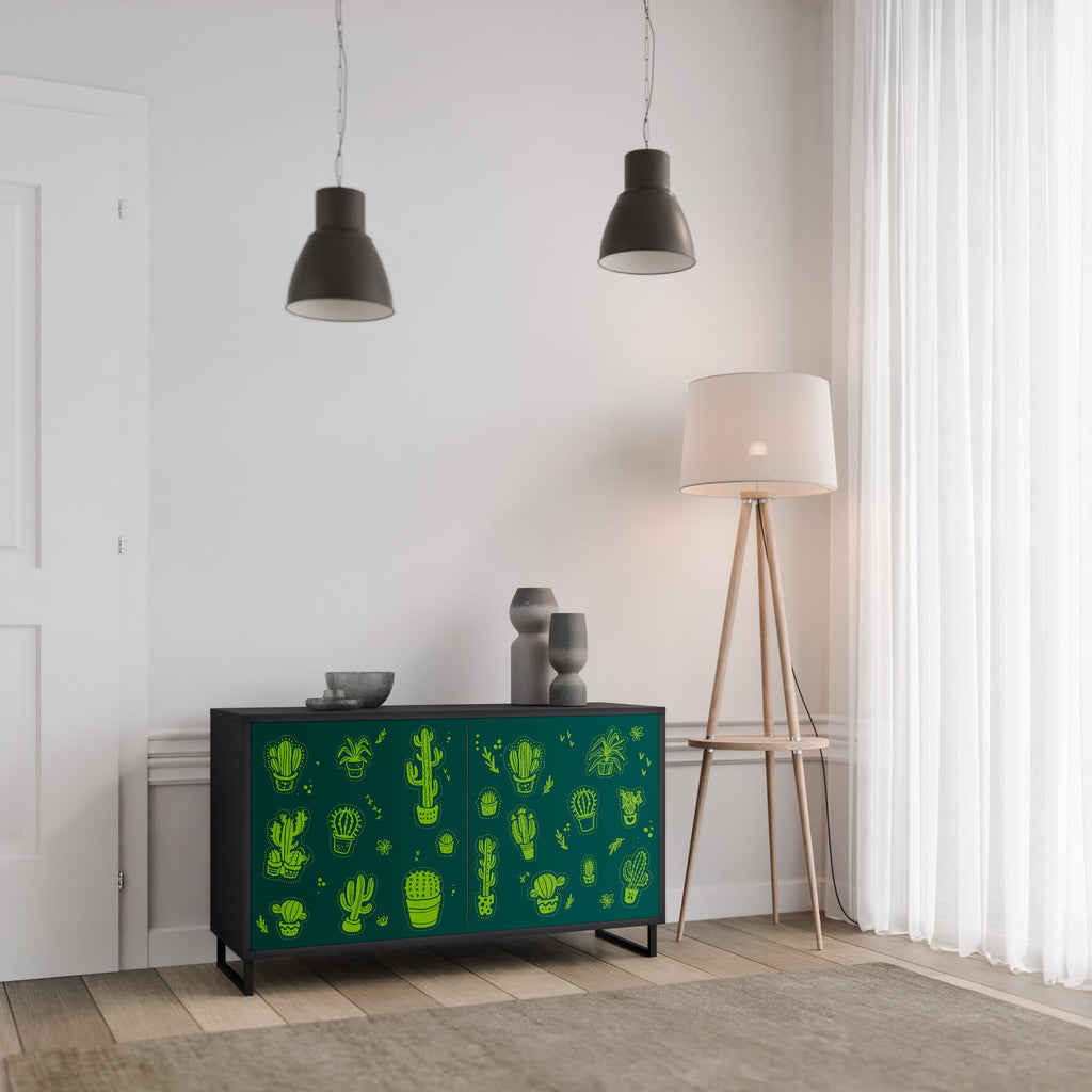 DESERT GREEN 2-Door Sideboard in Black Finish