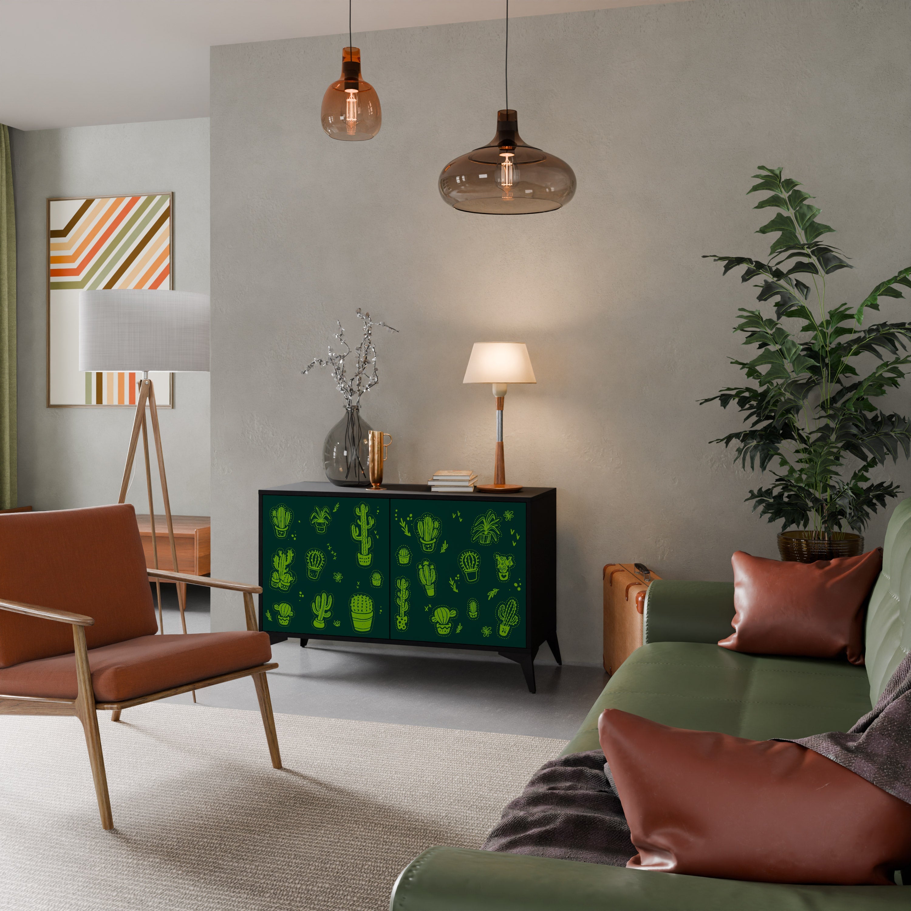 DESERT GREEN 2-Door Sideboard in Black Finish