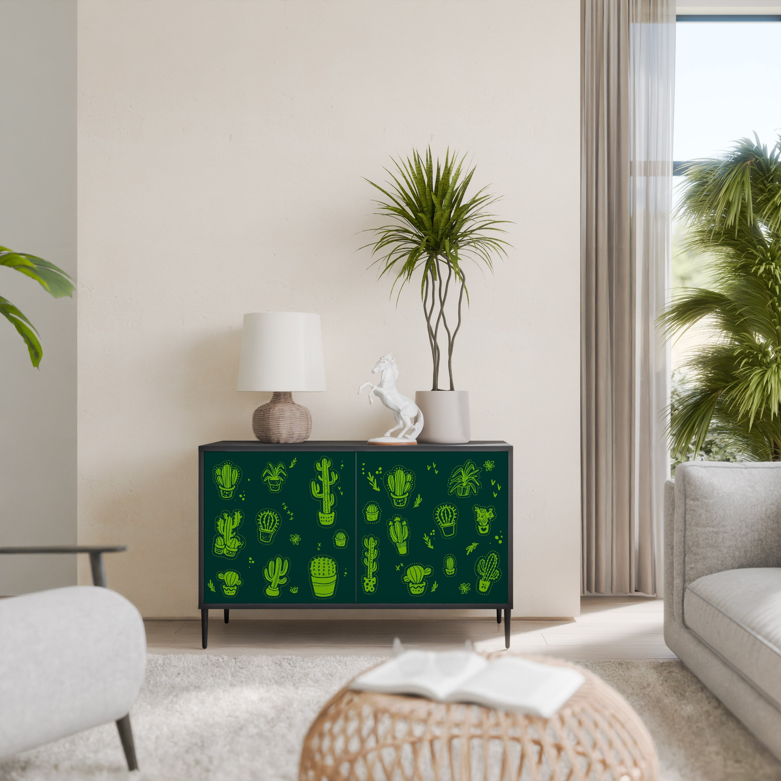 DESERT GREEN Aparador de 2 Portas em Acabamento Preto