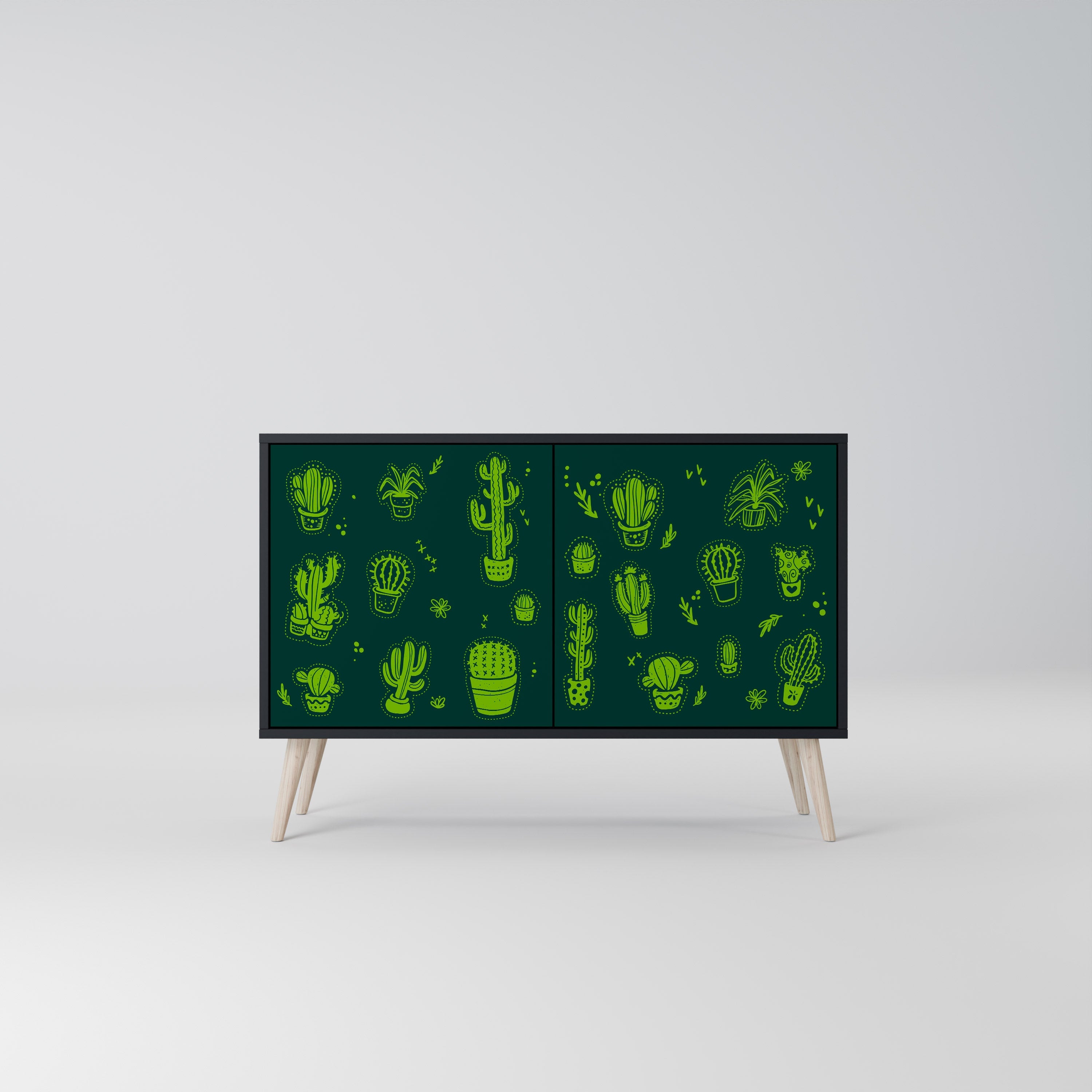 DESERT GREEN Aparador de 2 Portas em Acabamento Preto