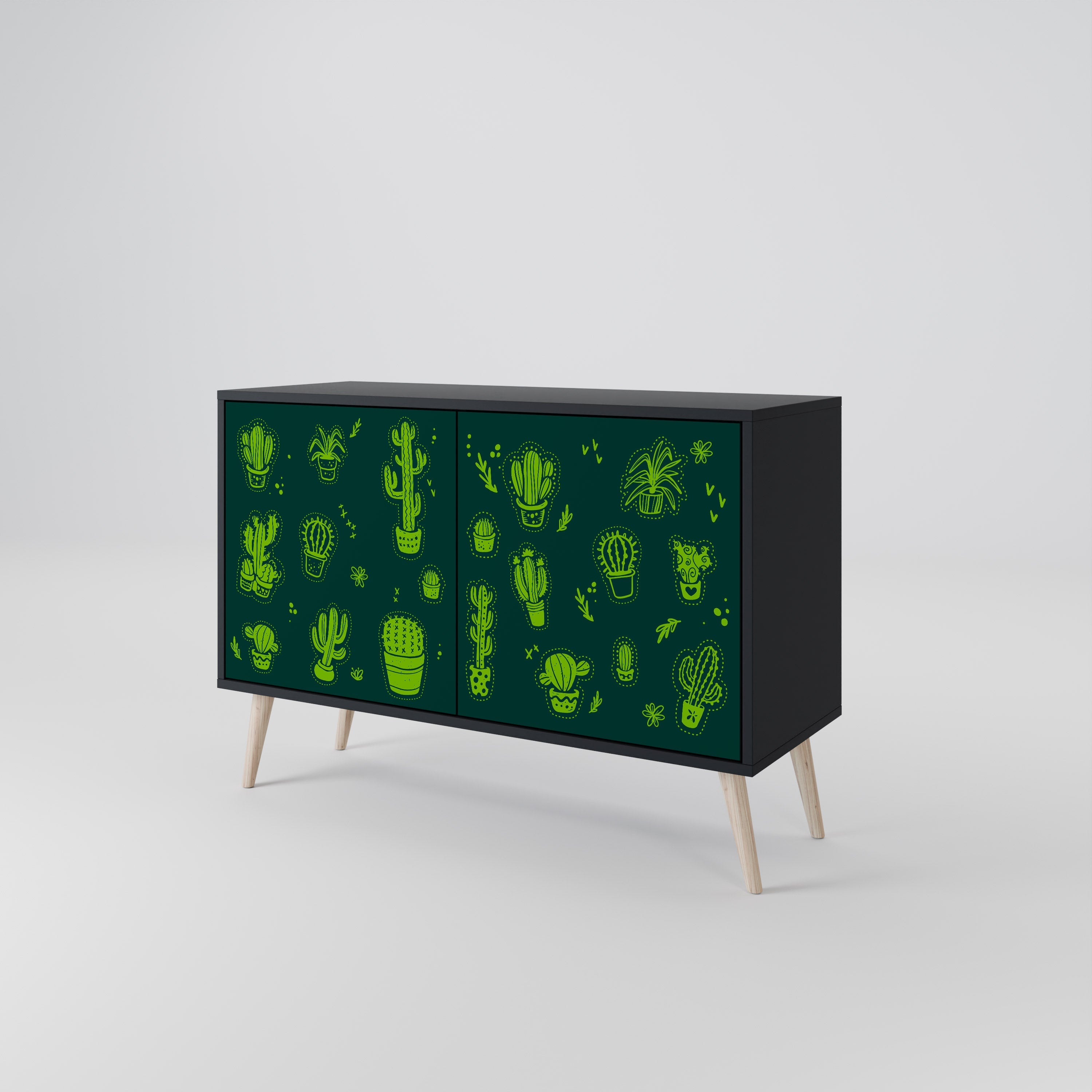DESERT GREEN 2-Door Sideboard in Black Finish