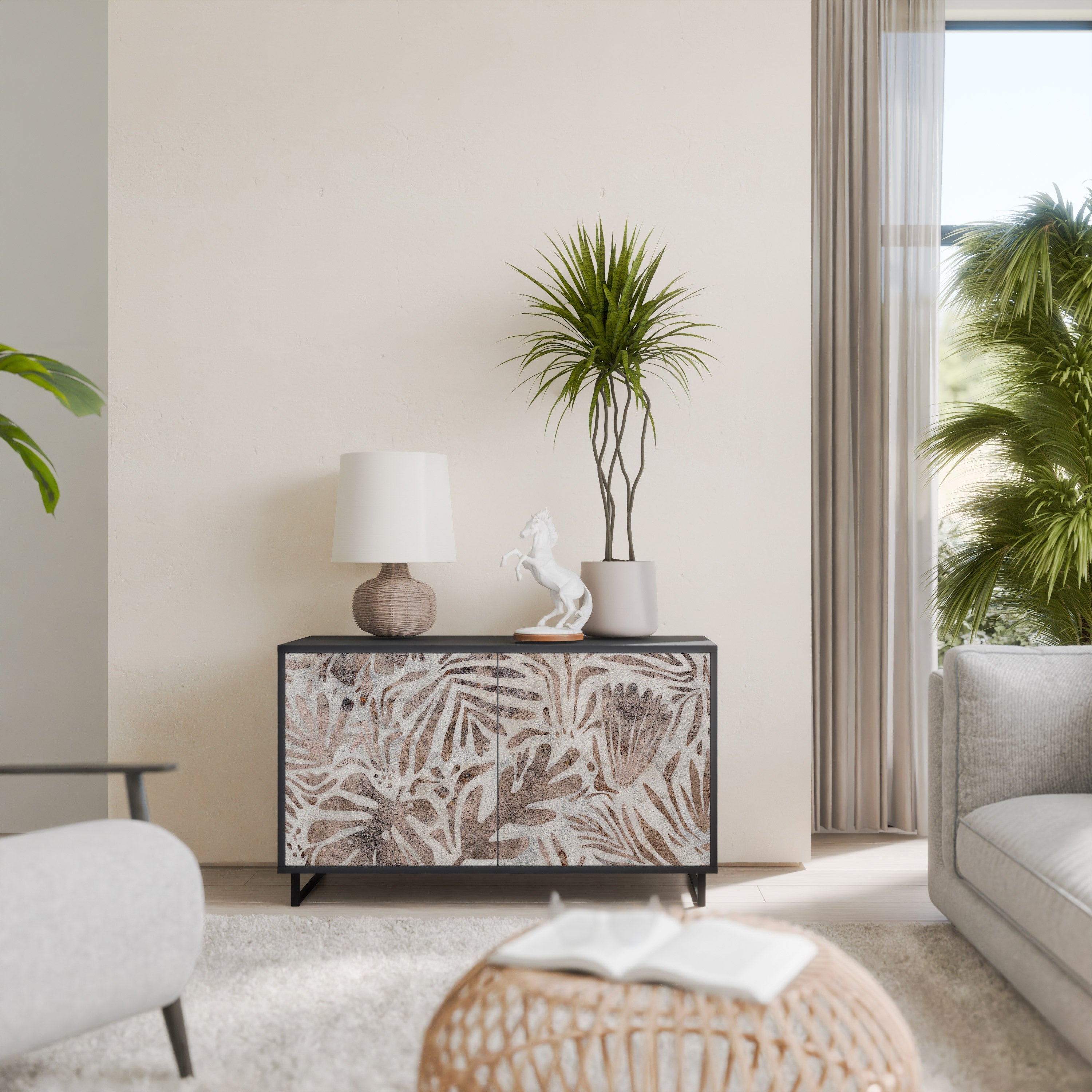 PASSING TIME Aparador de 2 Portas em Acabamento Preto