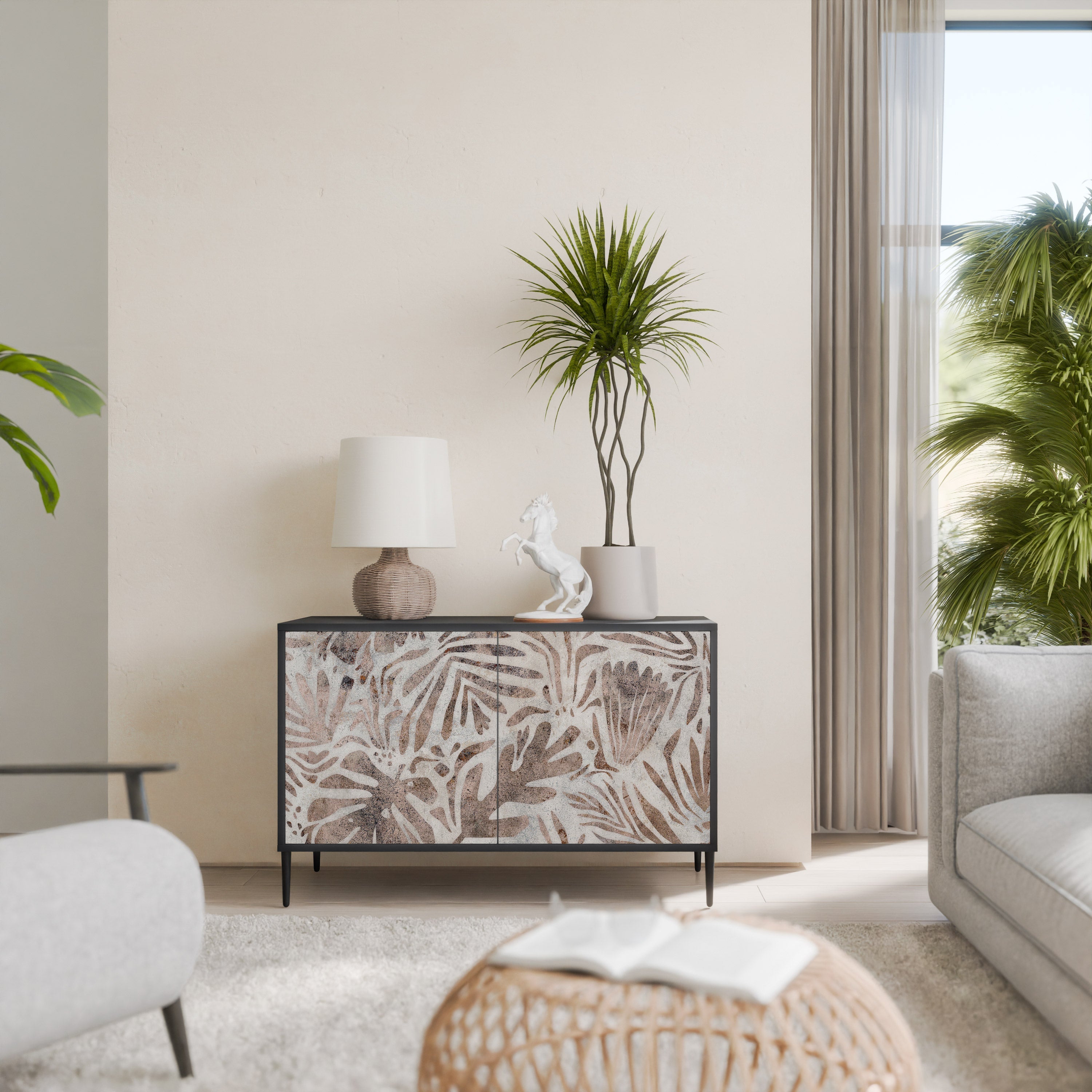 PASSING TIME Aparador de 2 Portas em Acabamento Preto