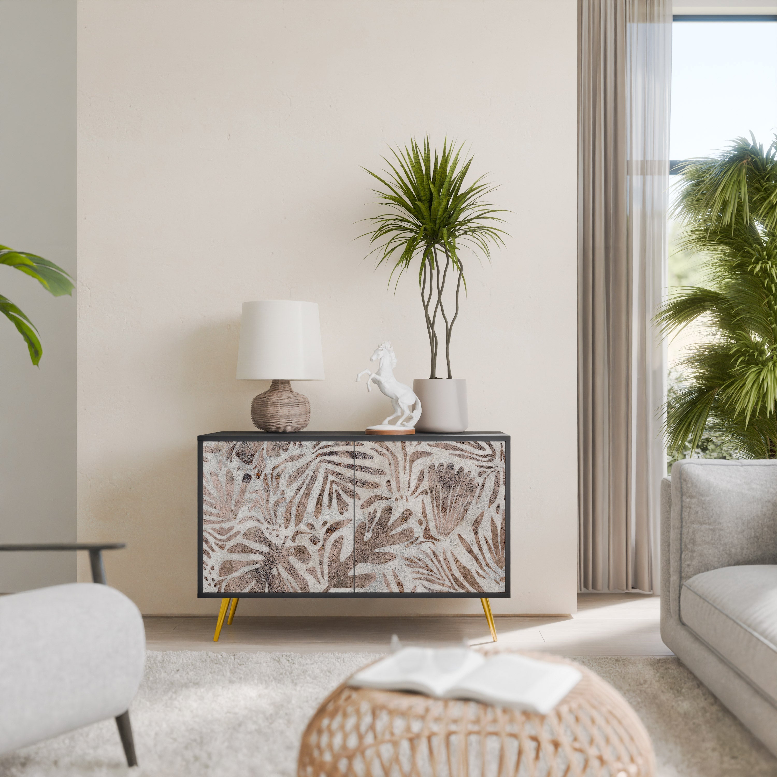 PASSING TIME Aparador de 2 Portas em Acabamento Preto