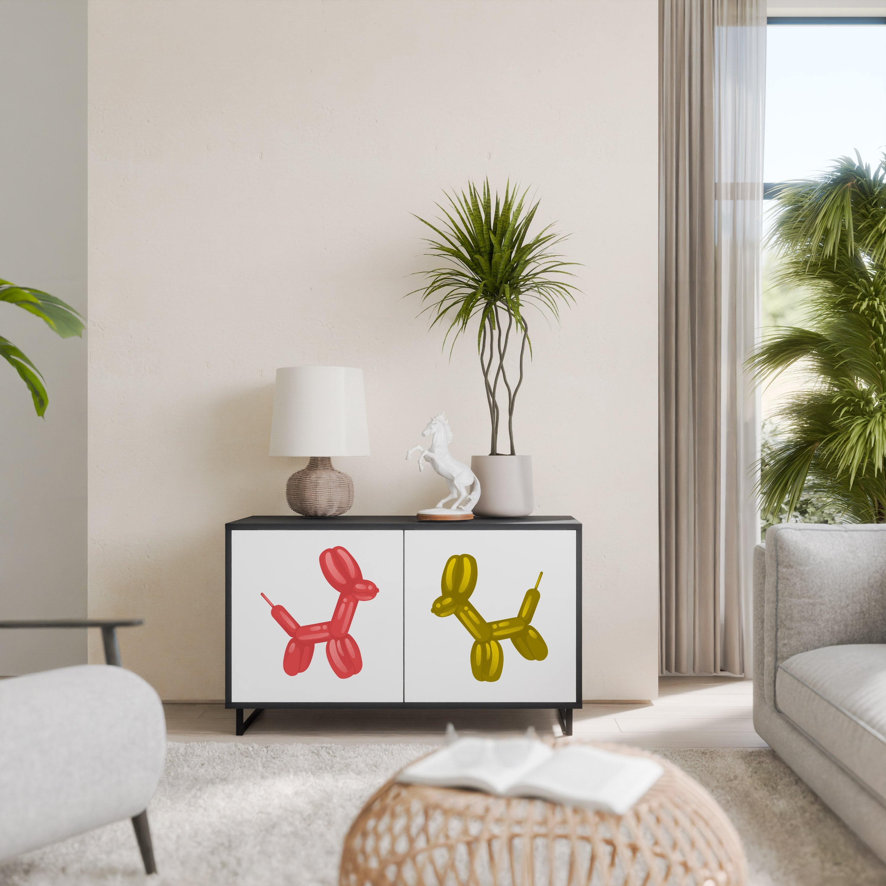 CHILDHOOD MEMORY Aparador de 2 Portas em Acabamento Preto