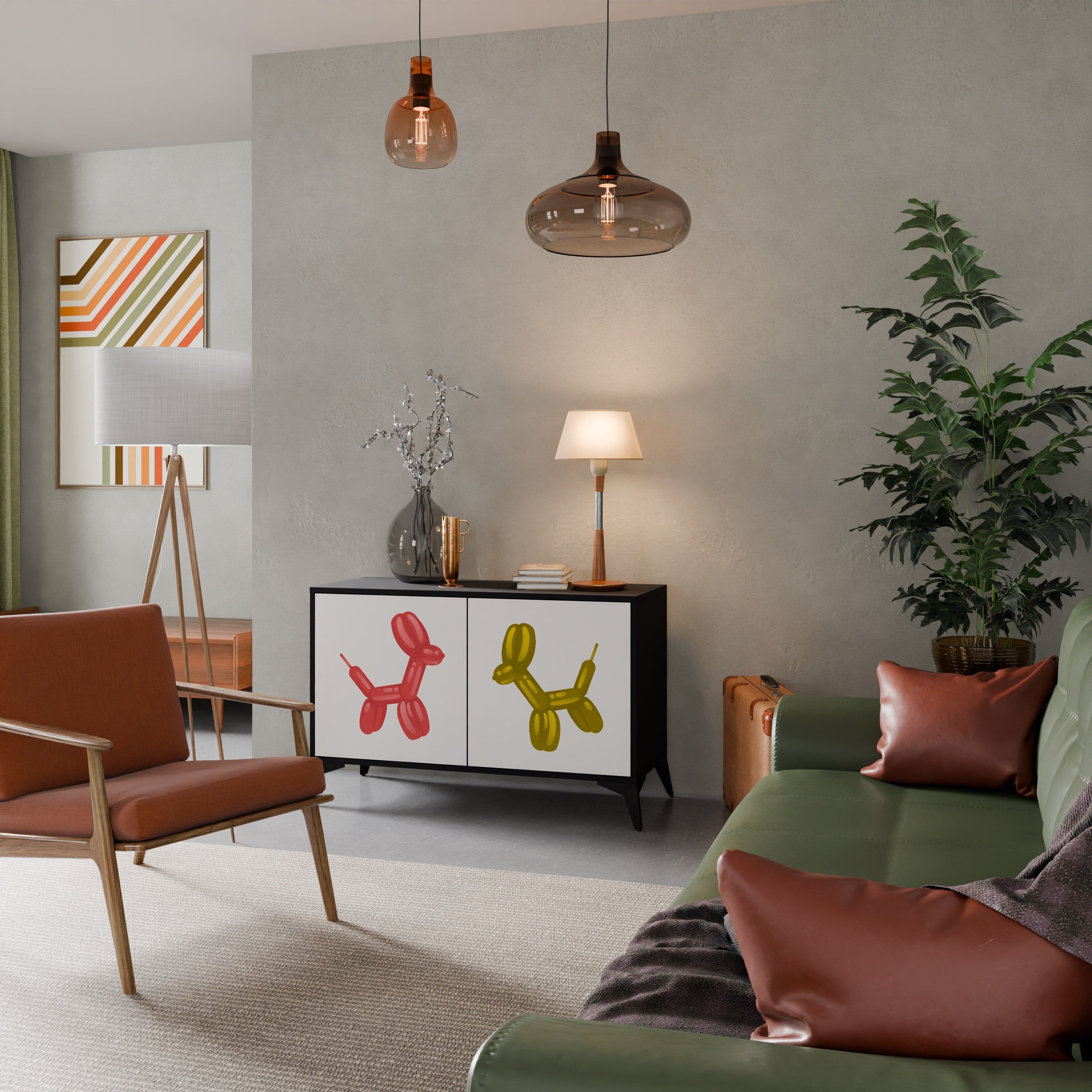 CHILDHOOD MEMORY Aparador de 2 Portas em Acabamento Preto