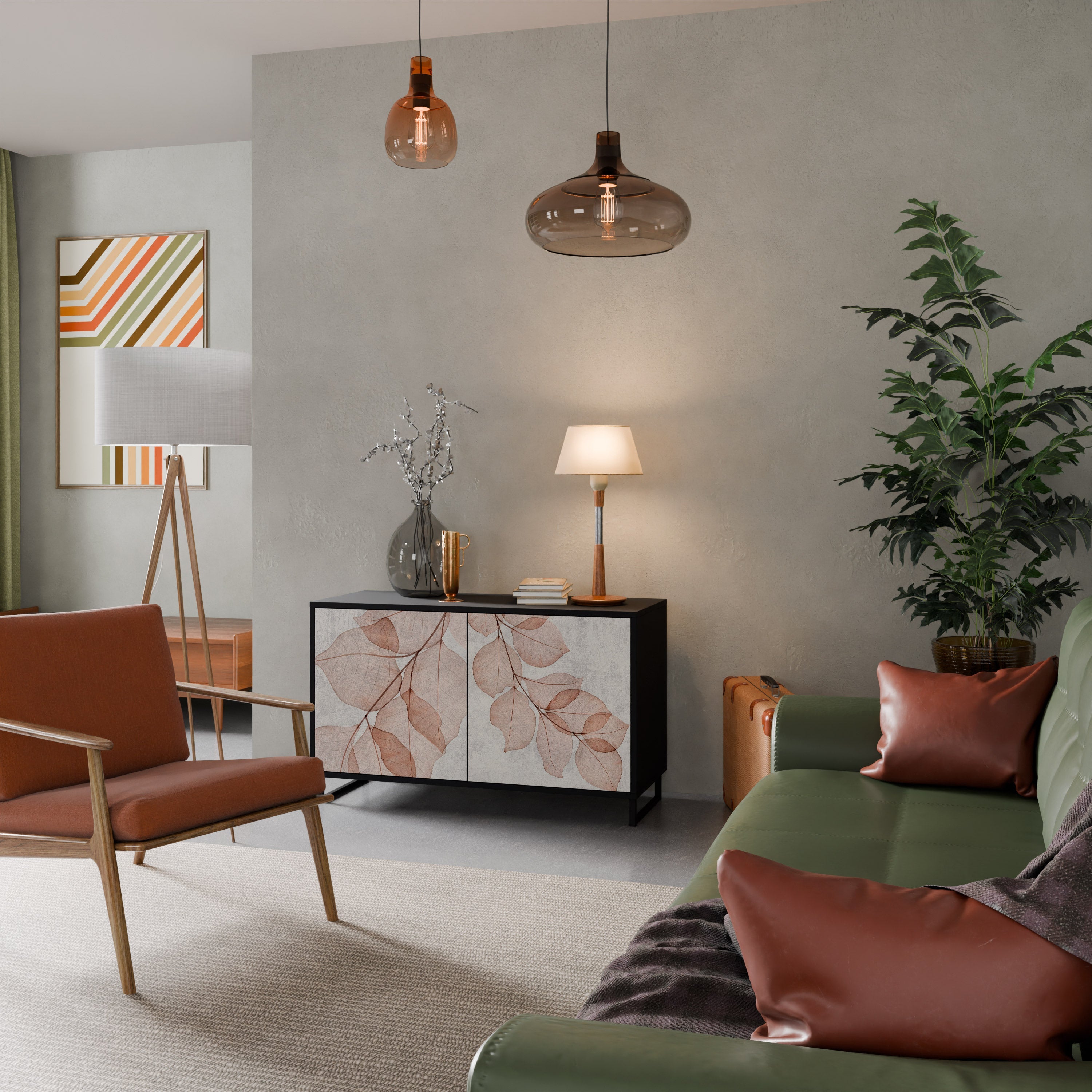 AUTUMN FRAGILITY Aparador de 2 Portas em Acabamento Preto