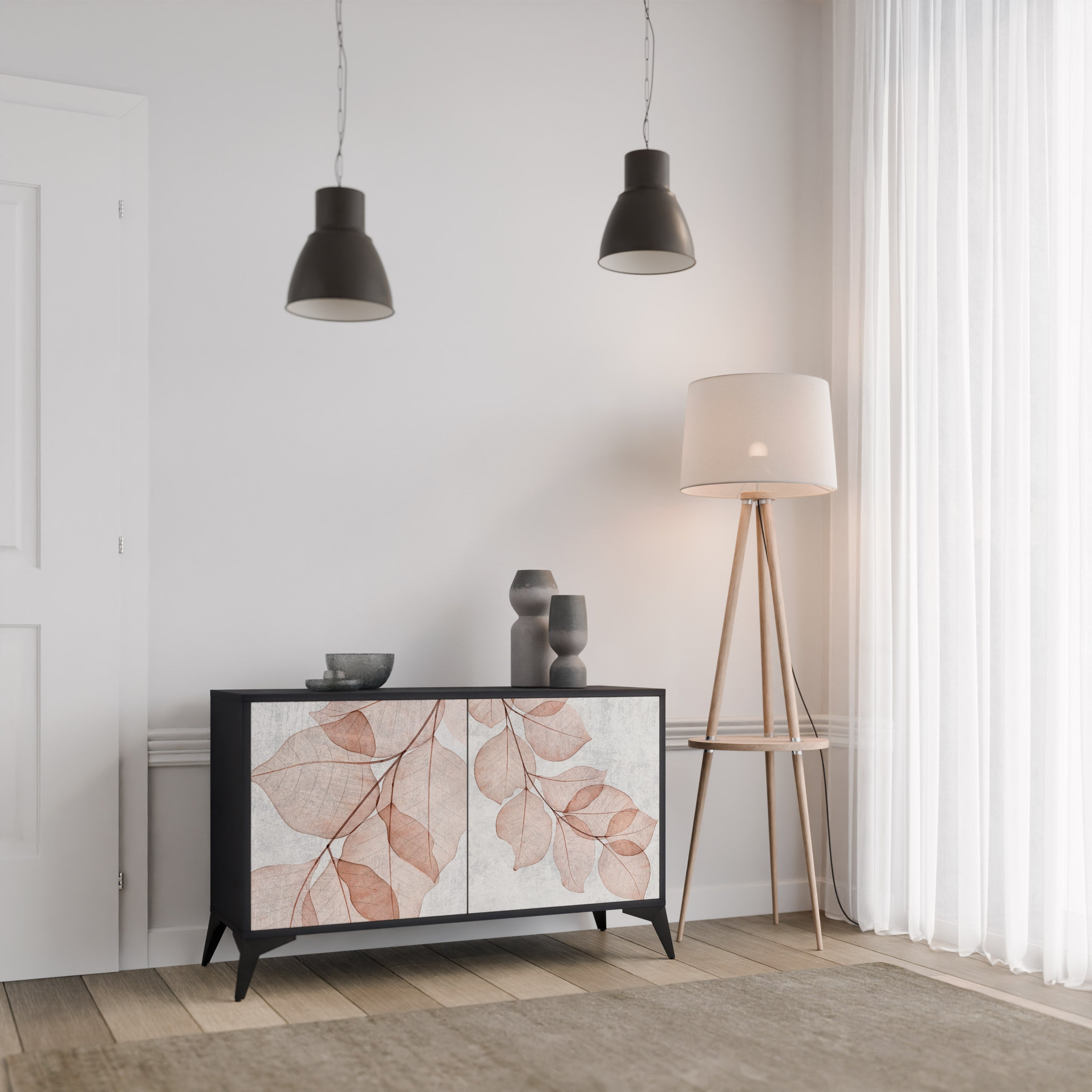 AUTUMN FRAGILITY Aparador de 2 Portas em Acabamento Preto