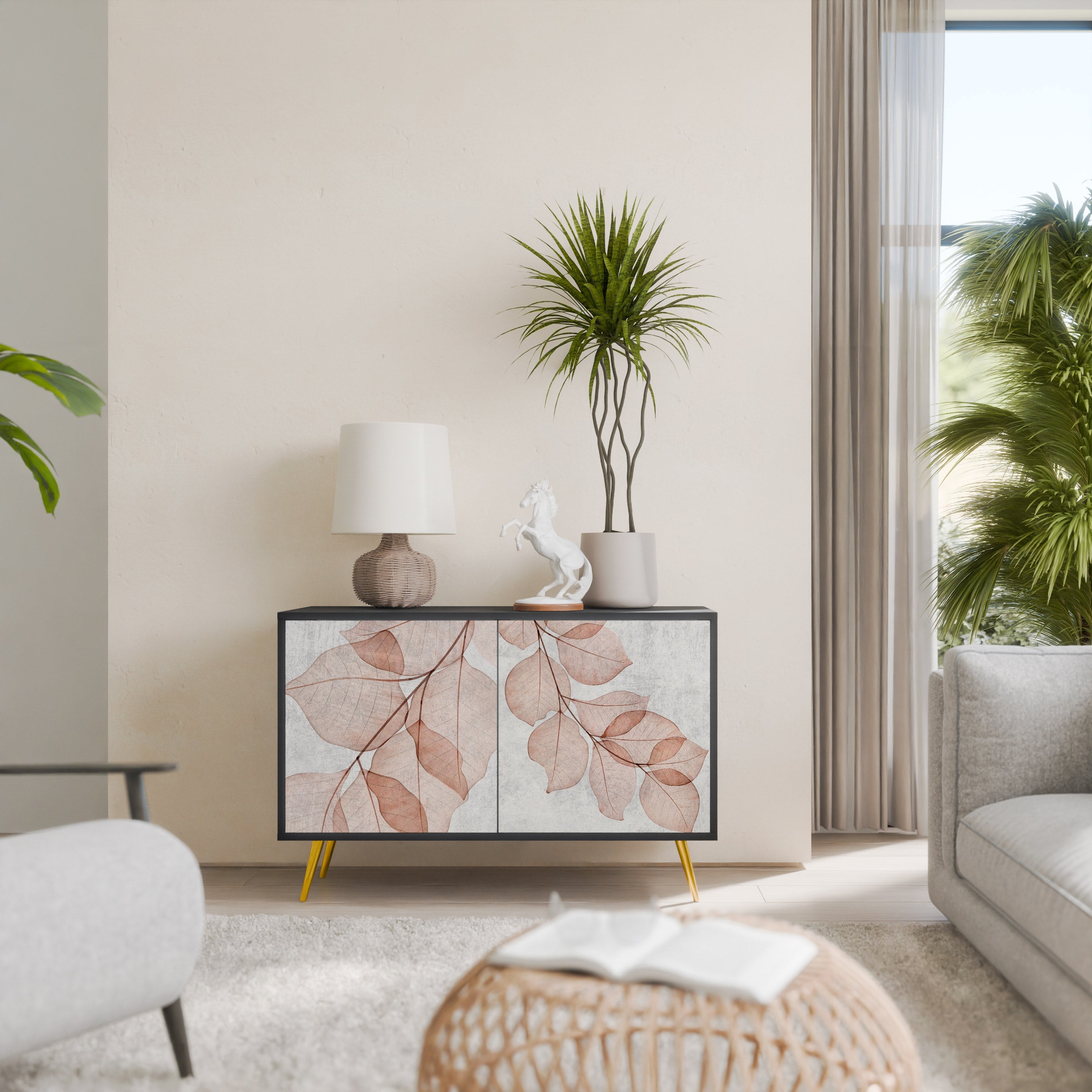 AUTUMN FRAGILITY Aparador de 2 Portas em Acabamento Preto