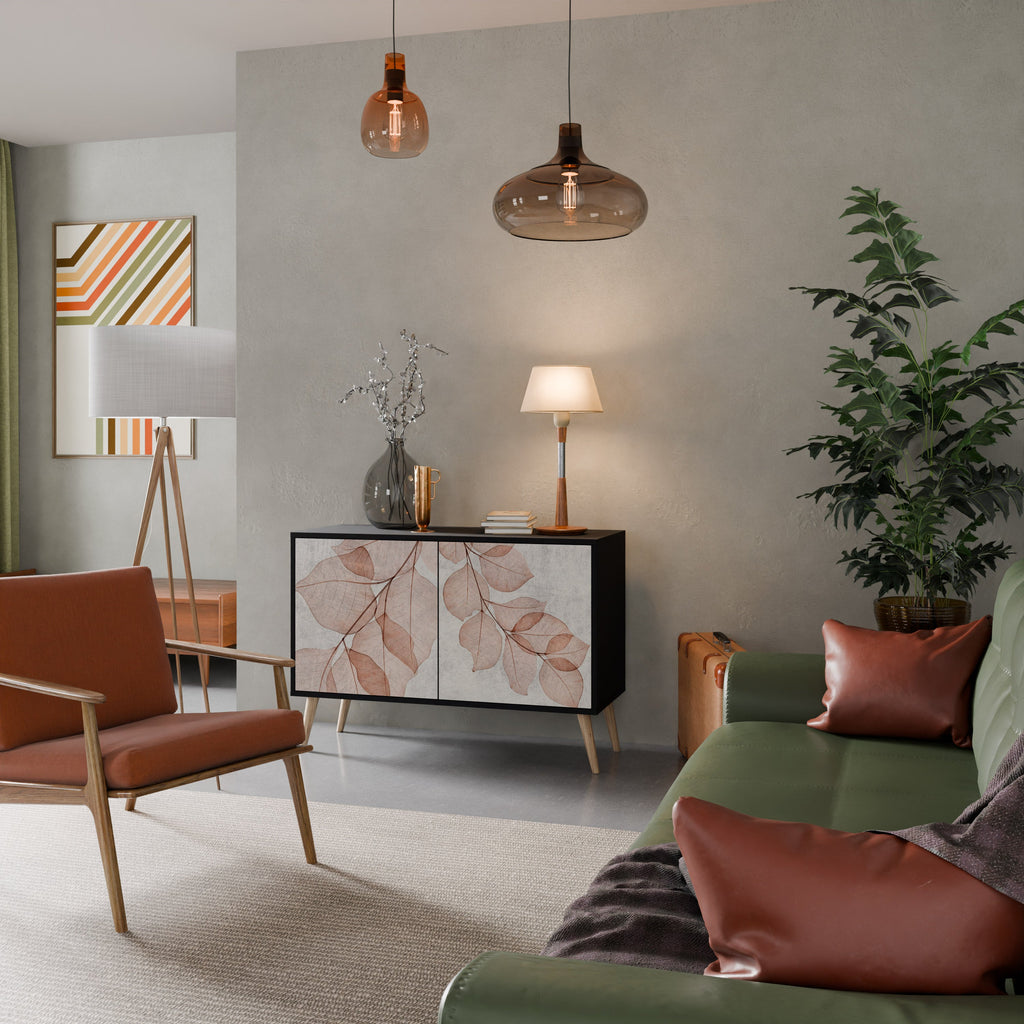 AUTUMN FRAGILITY Aparador de 2 Portas em Acabamento Preto