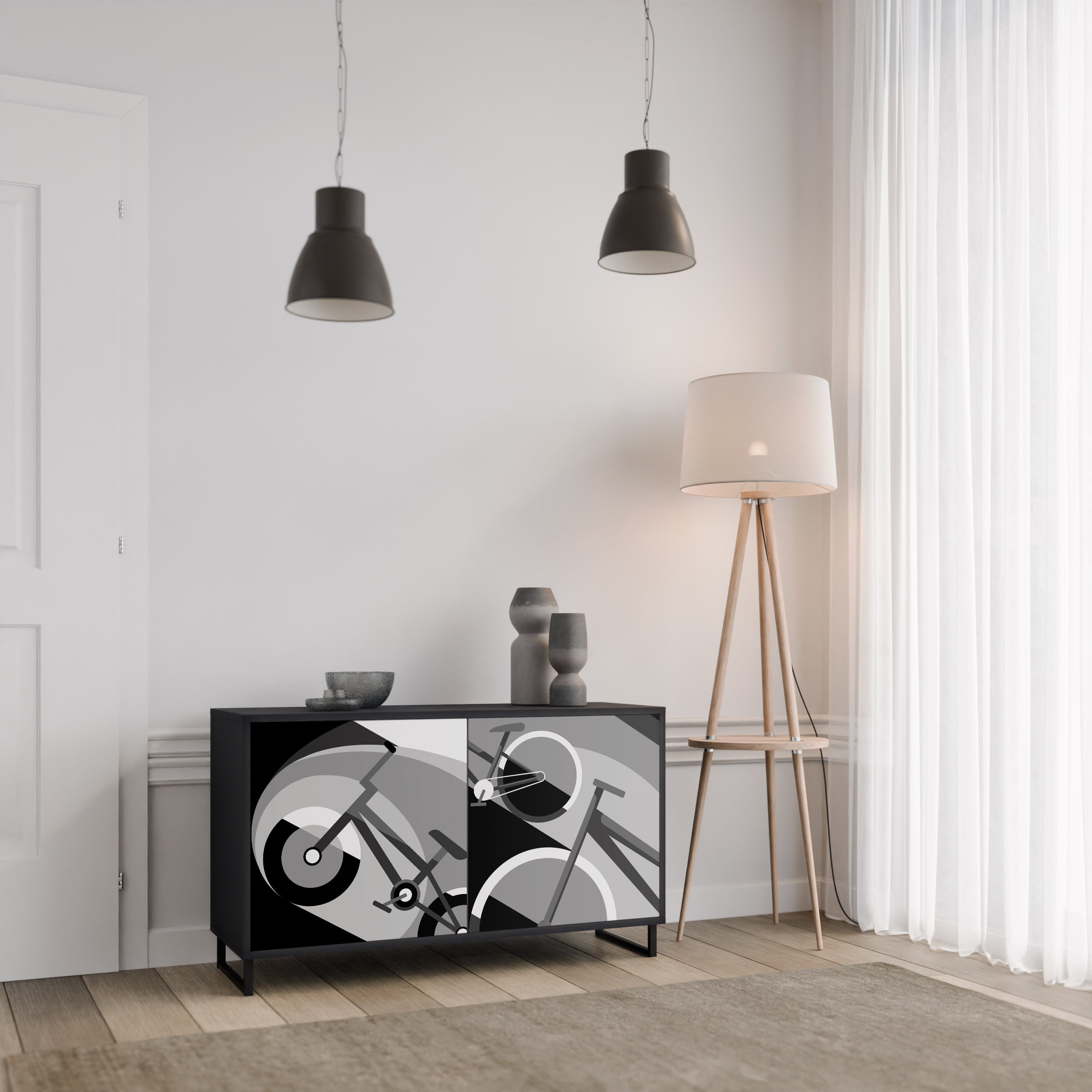 BIKE ENERGY 2-Door Sideboard in Black Finish