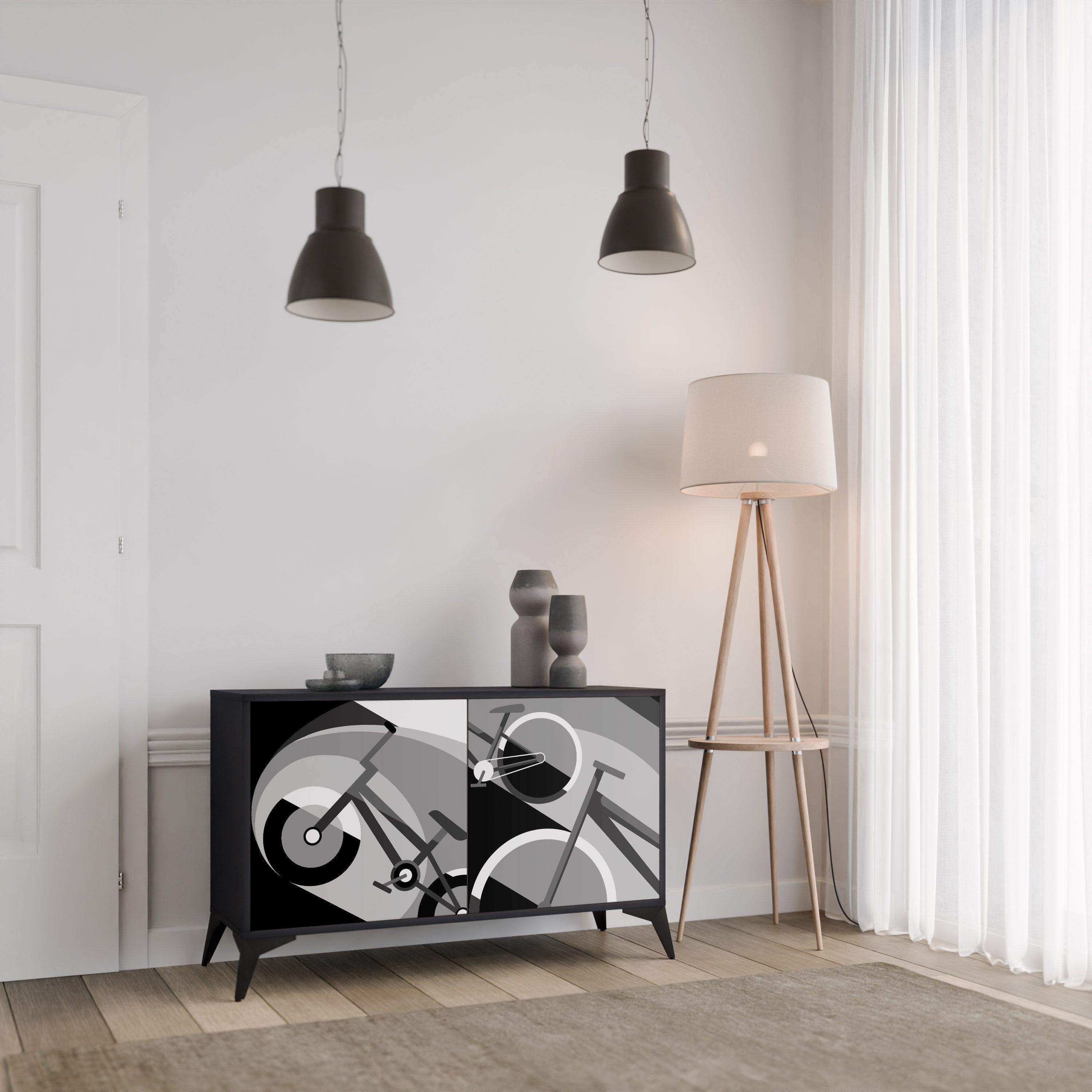BIKE ENERGY 2-Door Sideboard in Black Finish