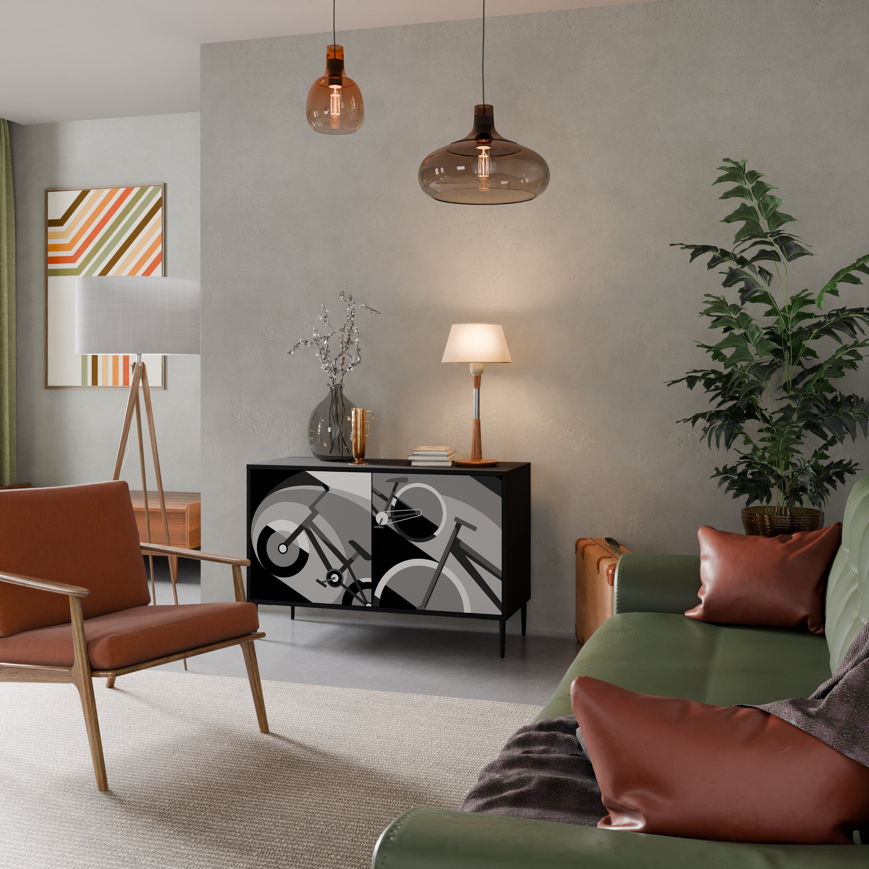 BIKE ENERGY Aparador de 2 Portas em Acabamento Preto