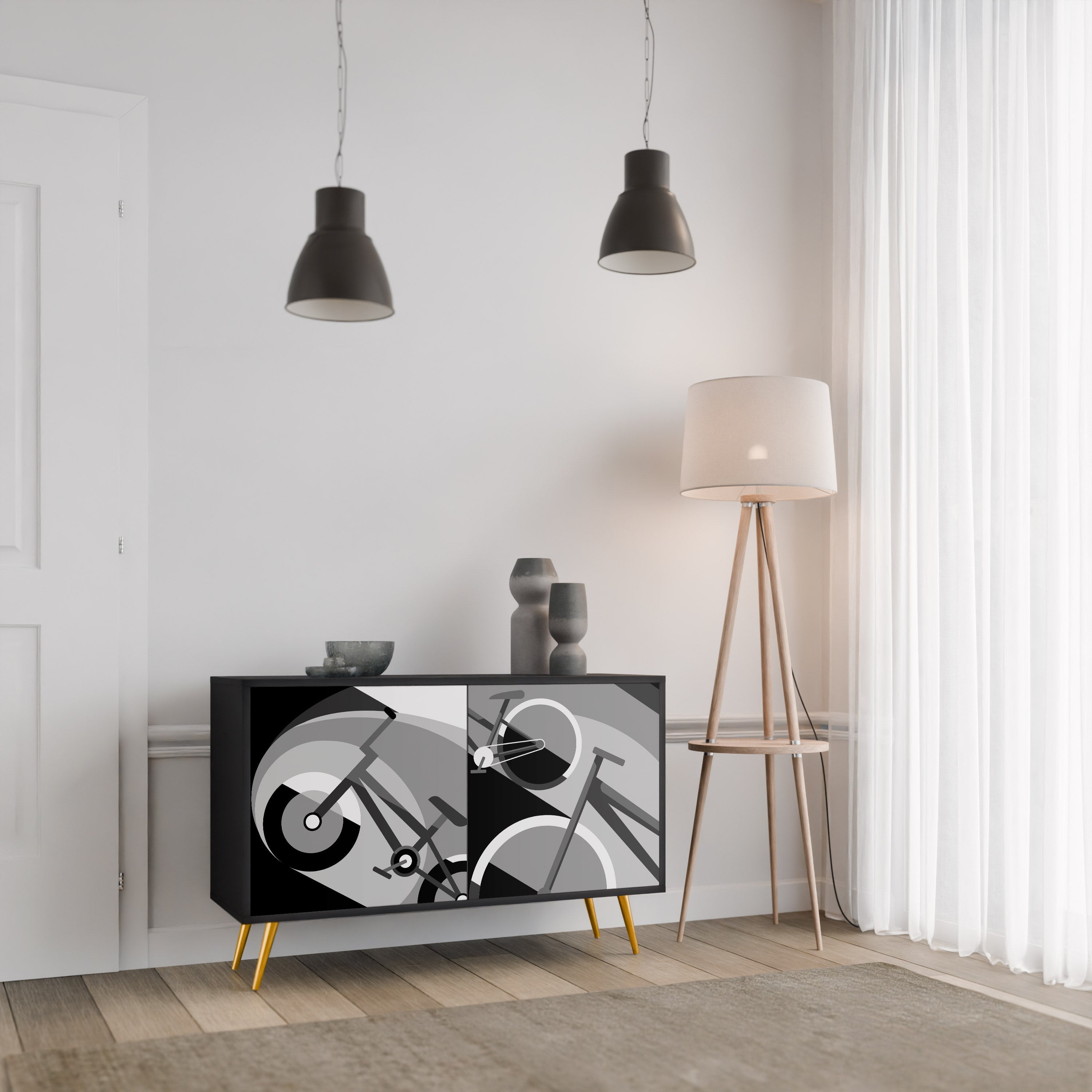 BIKE ENERGY 2-Door Sideboard in Black Finish