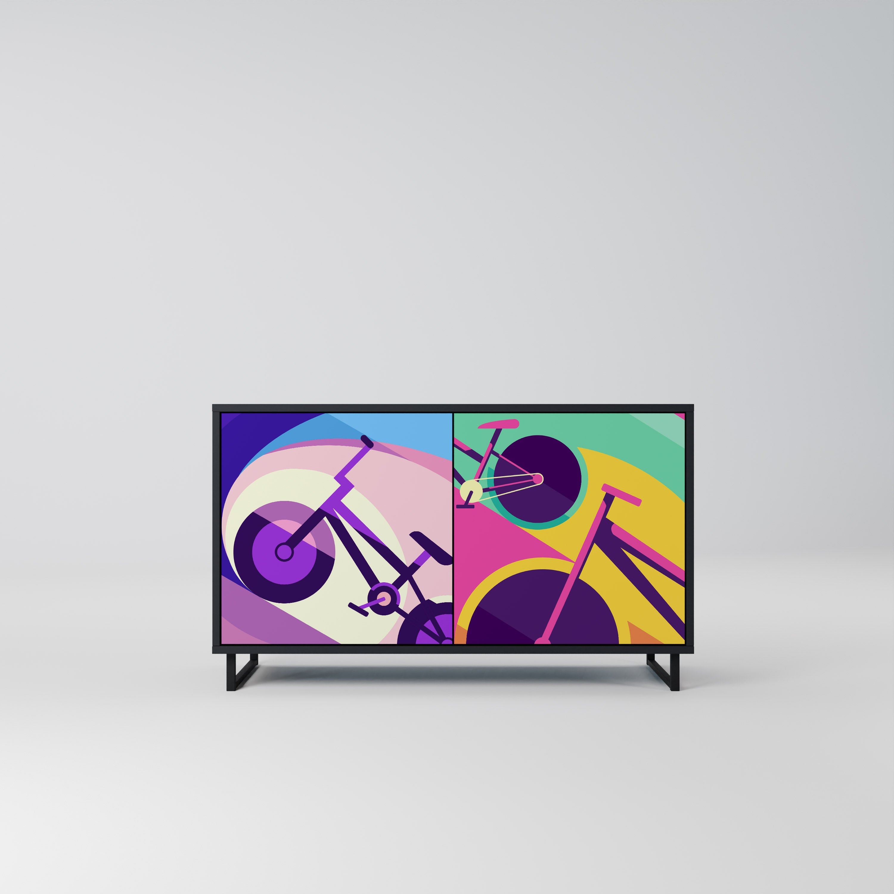 BIKE DREAMS Aparador de 2 Portas em Acabamento Preto