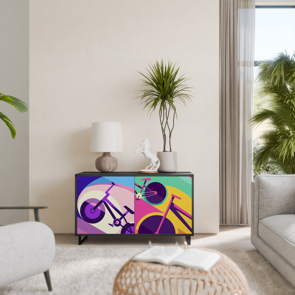 BIKE DREAMS Aparador de 2 Portas em Acabamento Preto