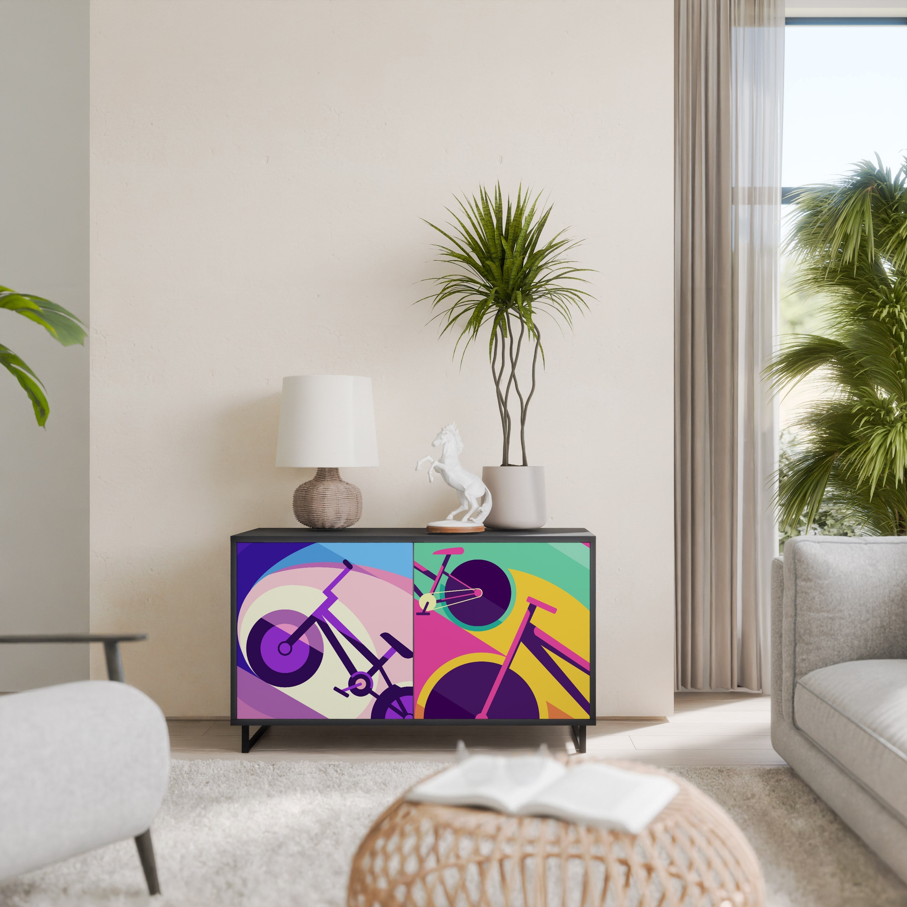 BIKE DREAMS Aparador de 2 Portas em Acabamento Preto